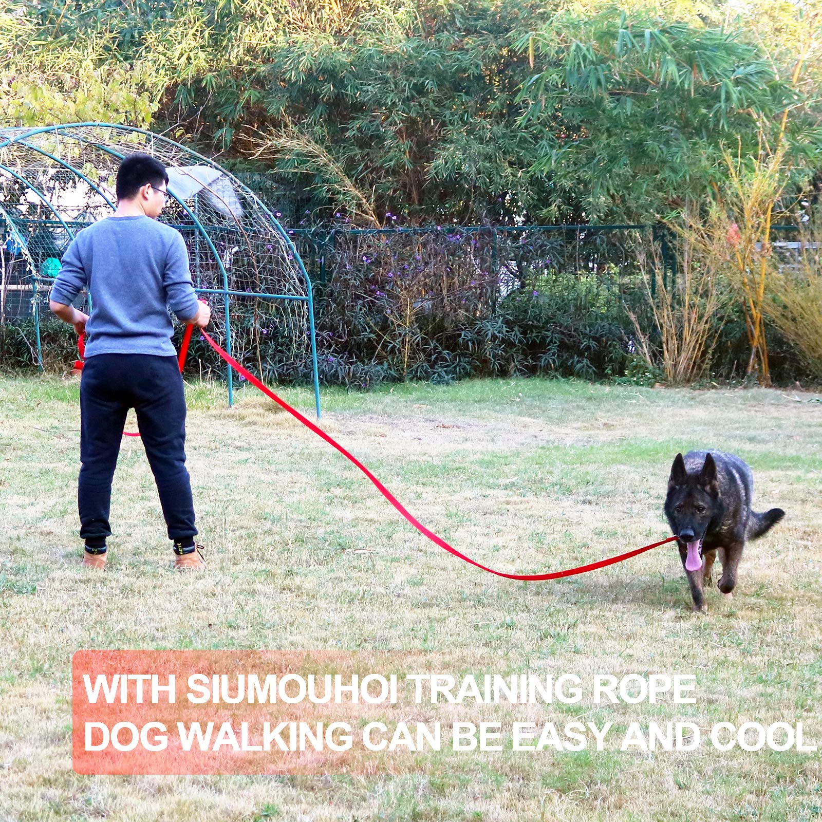 Siumouhoi Dog/Puppy Obedience Recall Training Agility Lead-15 Ft 20 Ft 30 Ft 40 Ft 50 Ft Long Leash -For Training Leash, Play, Safety, Camping,Or Backyard (40Feet, Red)