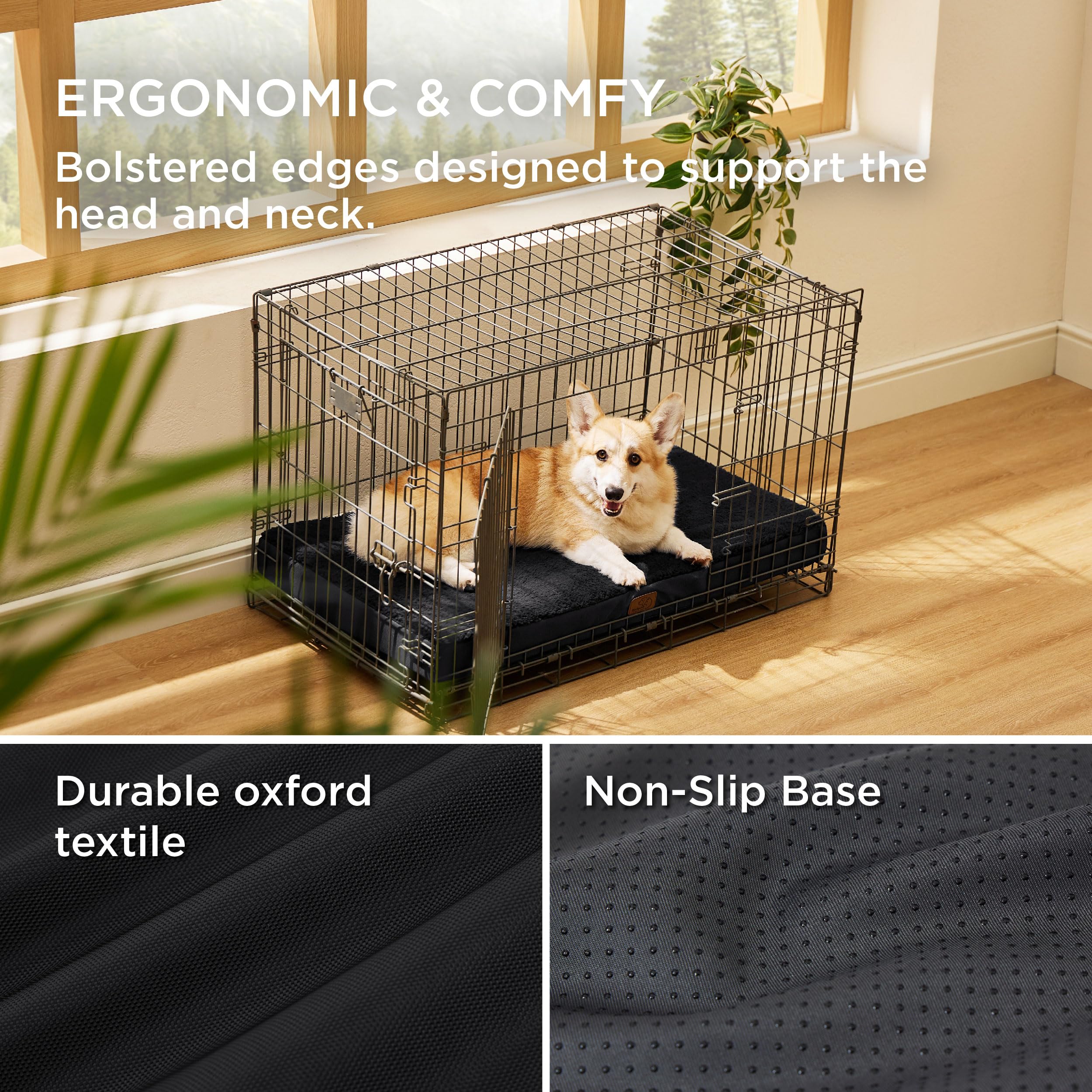 Bedsure Large Dog Bed For Crate - Orthopedic Waterproof Pet Beds With Removable Washable Cover, Egg Crate Foam Crate Mat, Suitab