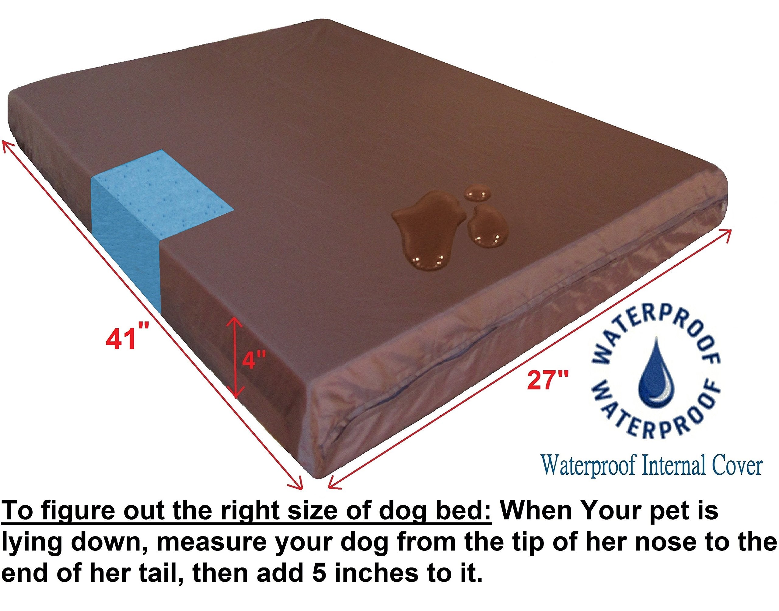 Dogbed4Less Orthopedic Dog Bed With Memory Foam For Medium Large Pet, Waterproof Liner, Durable Denim Blue Cover, 41X27X4 Inch (