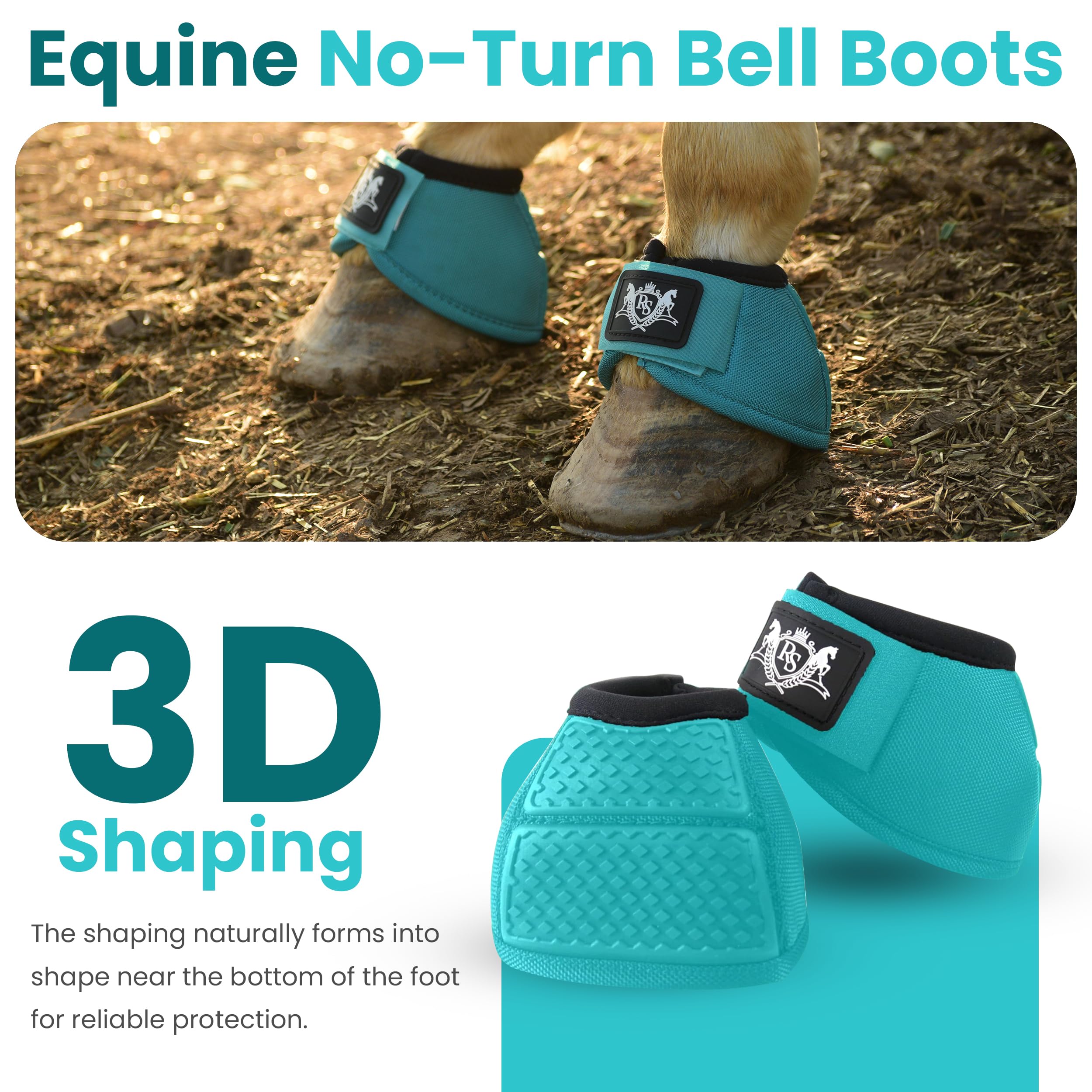 Rs Premium Horses Horse Bell Boots (Turquoise, Large)