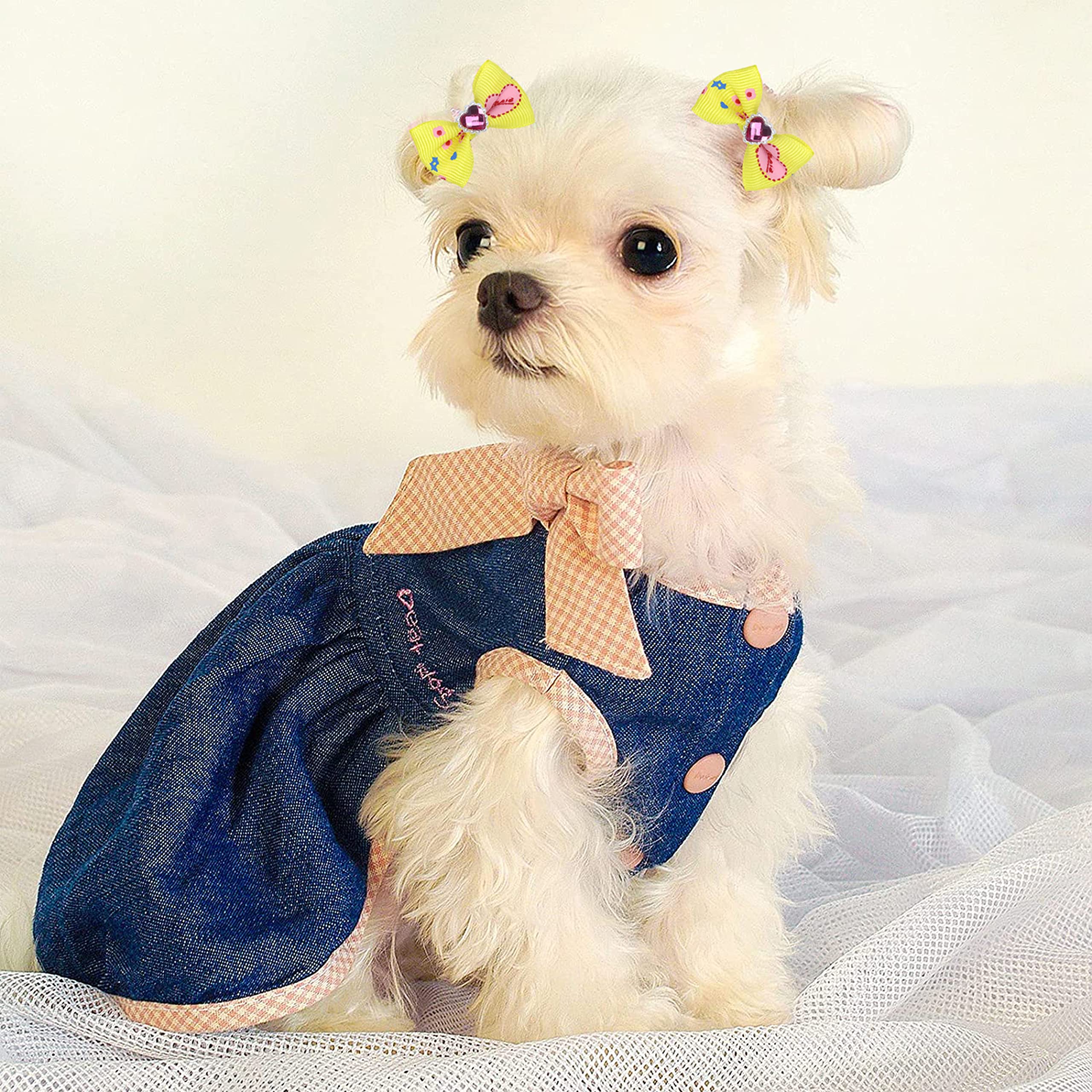 60Pcs Puppy Dogs Hair Barrettes Bows With Metal Clips,Rhinestone Tiny Christmas Bowknot Hair Bows Hair Topknot Hair Clips For Cat Puppy Party Birthday ,Handmade Hair Accessories Pet Grooming