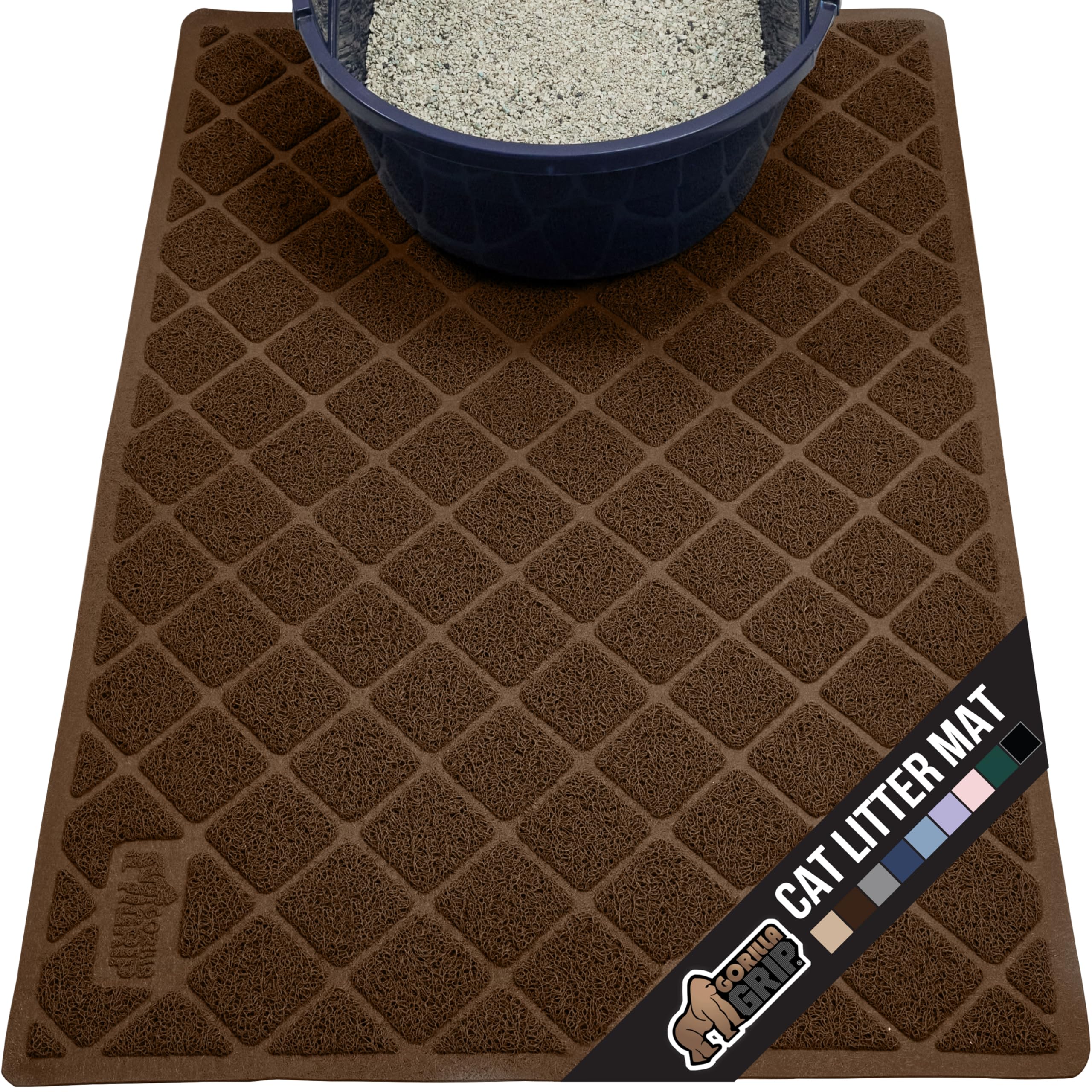 Gorilla Grip Cat Litter Box Mat, 47X35, Water Resistant Kitty Litter Trapping Mat, Textured Backing, Easy To Clean, Less Waste A