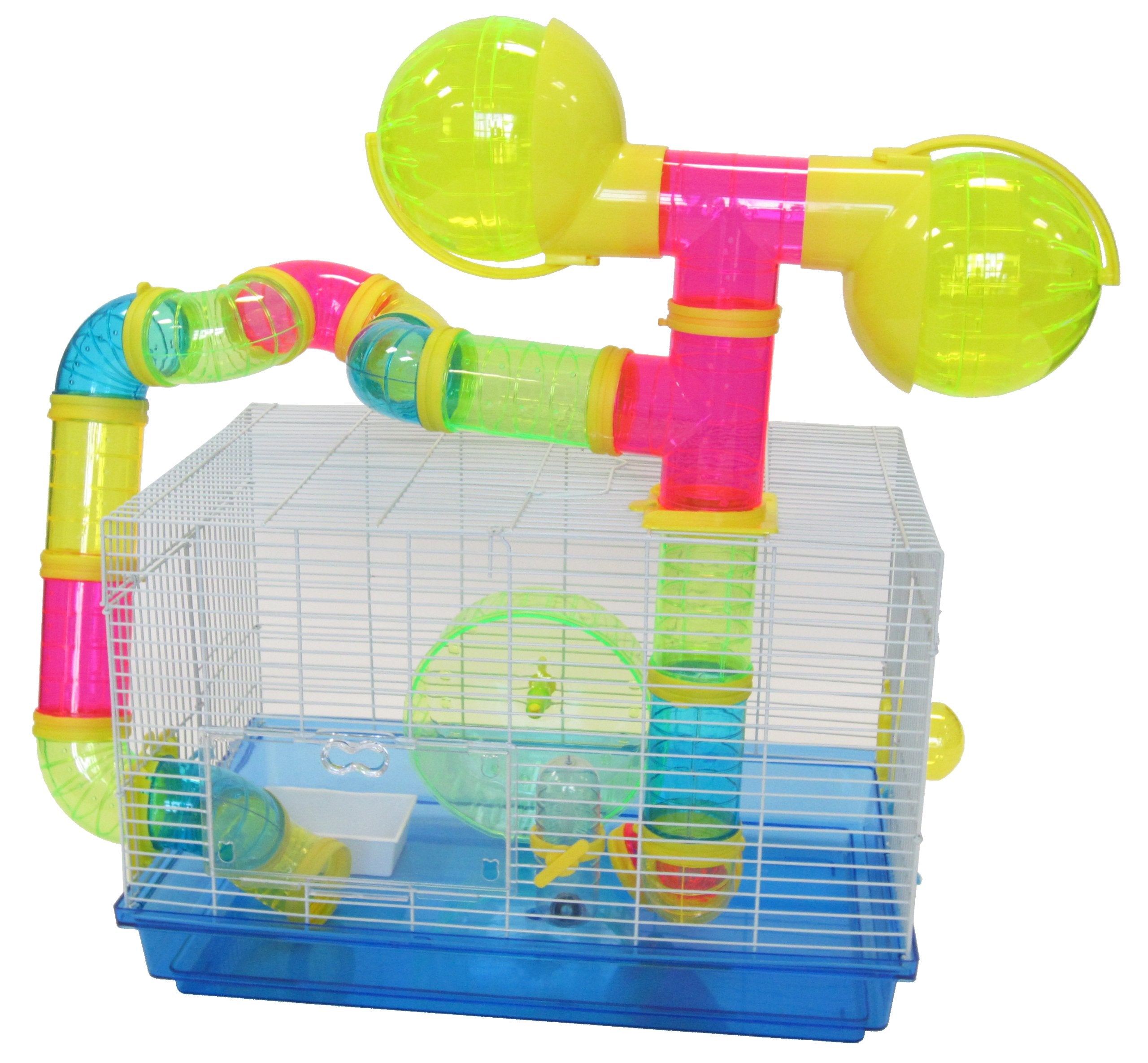 Yml Dwarf Hamster Mice Cage With Color Tubes And Accessories, Blue