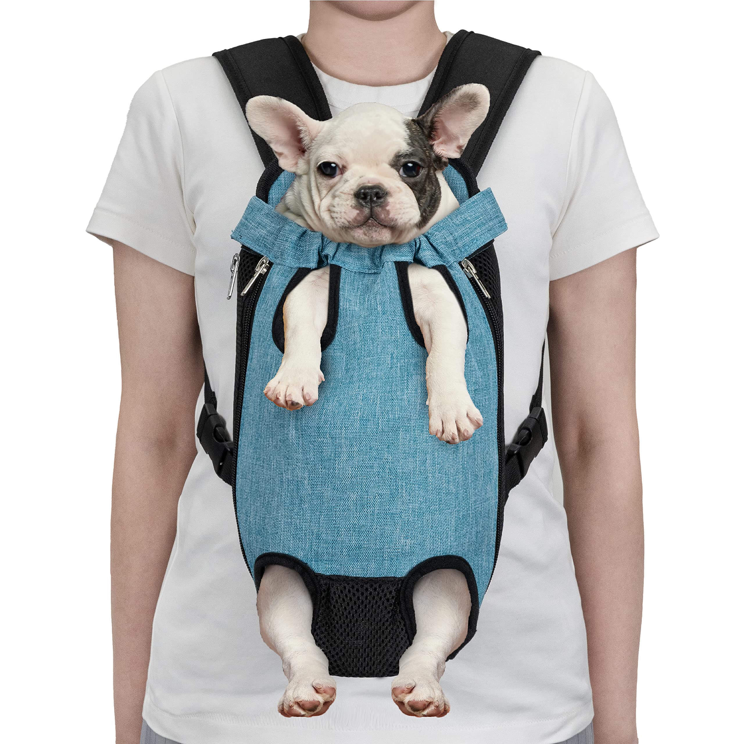 Petami Dog Carrier Backpack, Adjustable Pet Cat Front Carrier Backpack, Ventilated Dog Chest Carrier For Hiking Camping Travel, Sling Bag For Small Medium Dog Cat Puppies, Large, 12-16 Lbs, Sea Blue