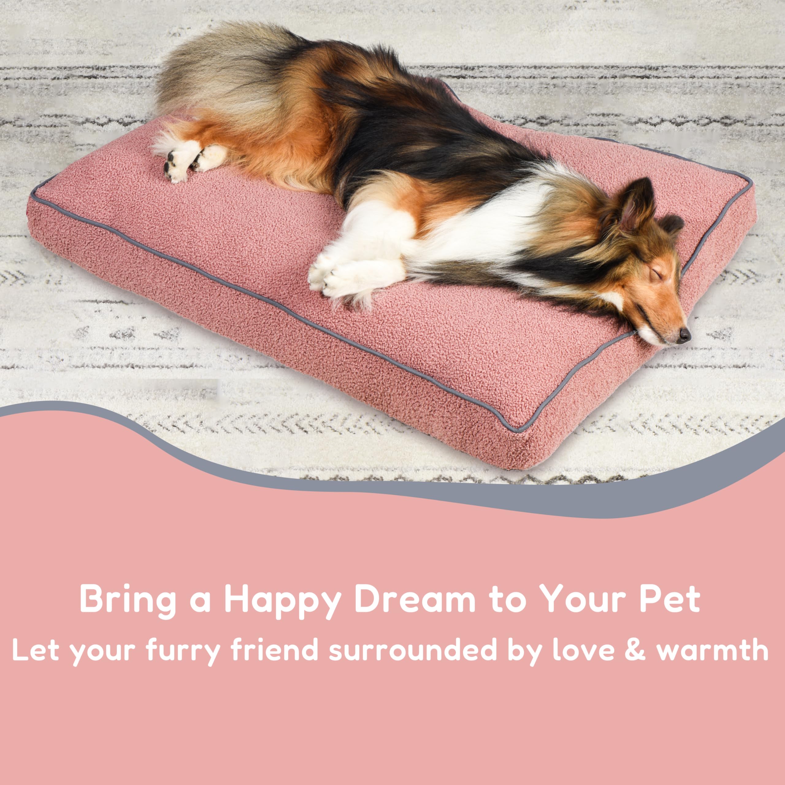 Fluffydream Dog Mat, Dog Bed Washable, Super Soft Pet Bed Mat, Up To 65Lbs, 36'' X 27'', Blush