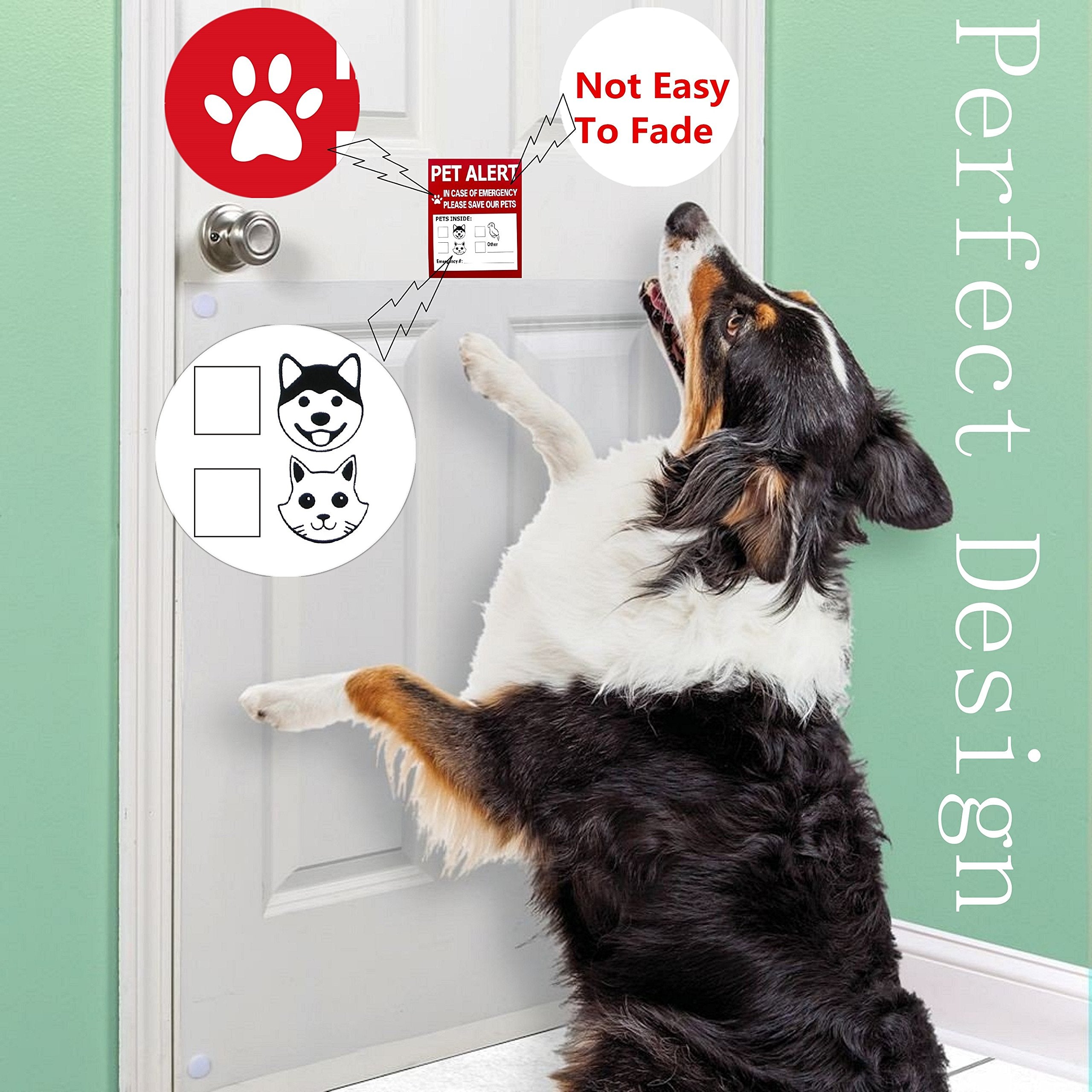 Pet Alert Safety Fire Rescue Sticker - 4 Pack,In Case Of Fire Notify Rescue Personnel To Save Pets