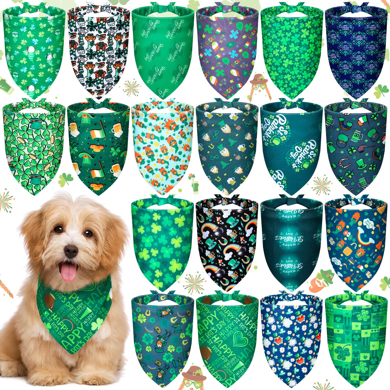 20 Pack St. Patrick'S Day Dog Bandana Scarf Accessories Easter Spring Summer Holiday Dog Bandana Pet Triangle Scarf Soft Bib For