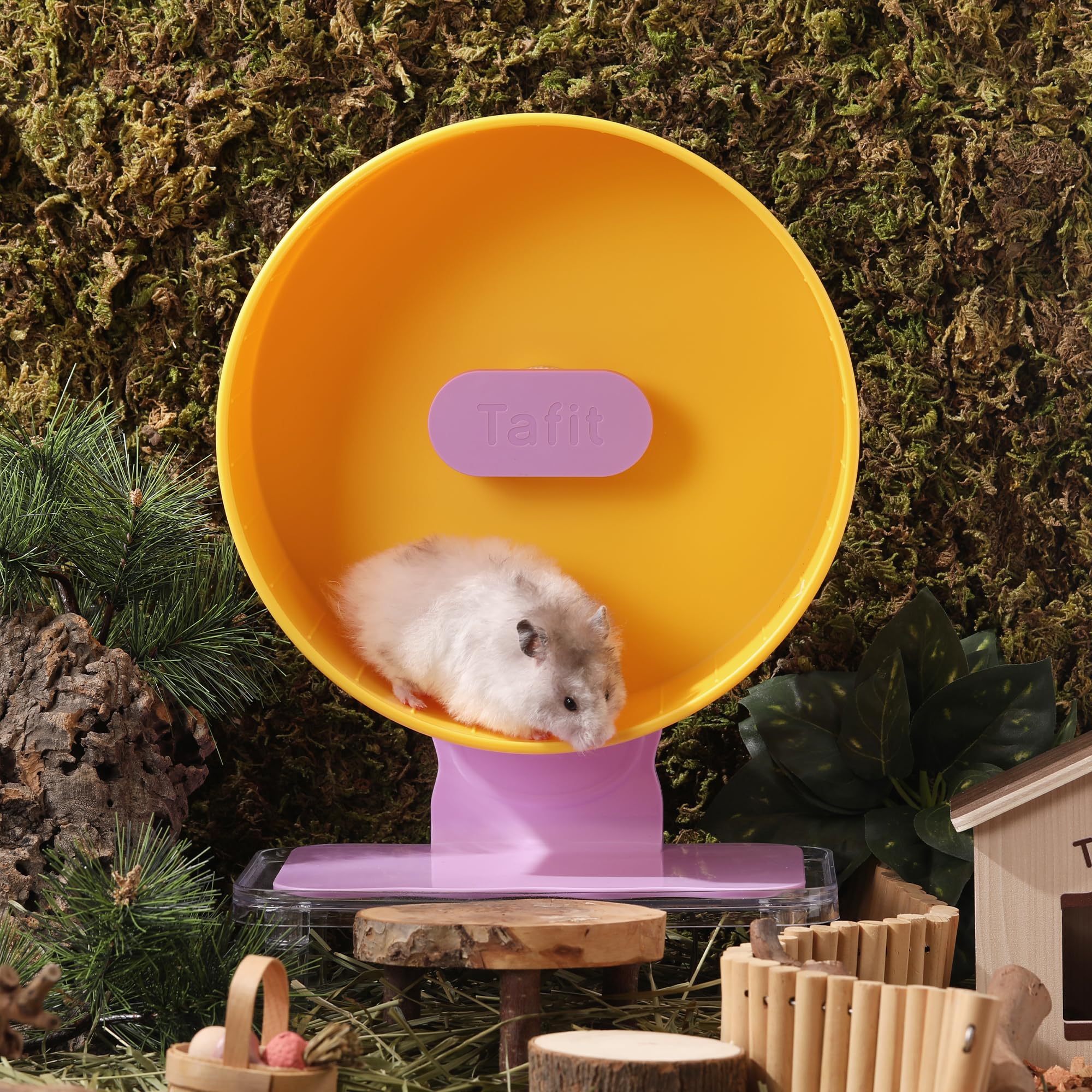 Tafit Silent Hamster Wheel 8.7 Inch Dual-Bearings Small Animals Quiet Running Exercise Wheels, Height Adjustable for Dwarf Hamst