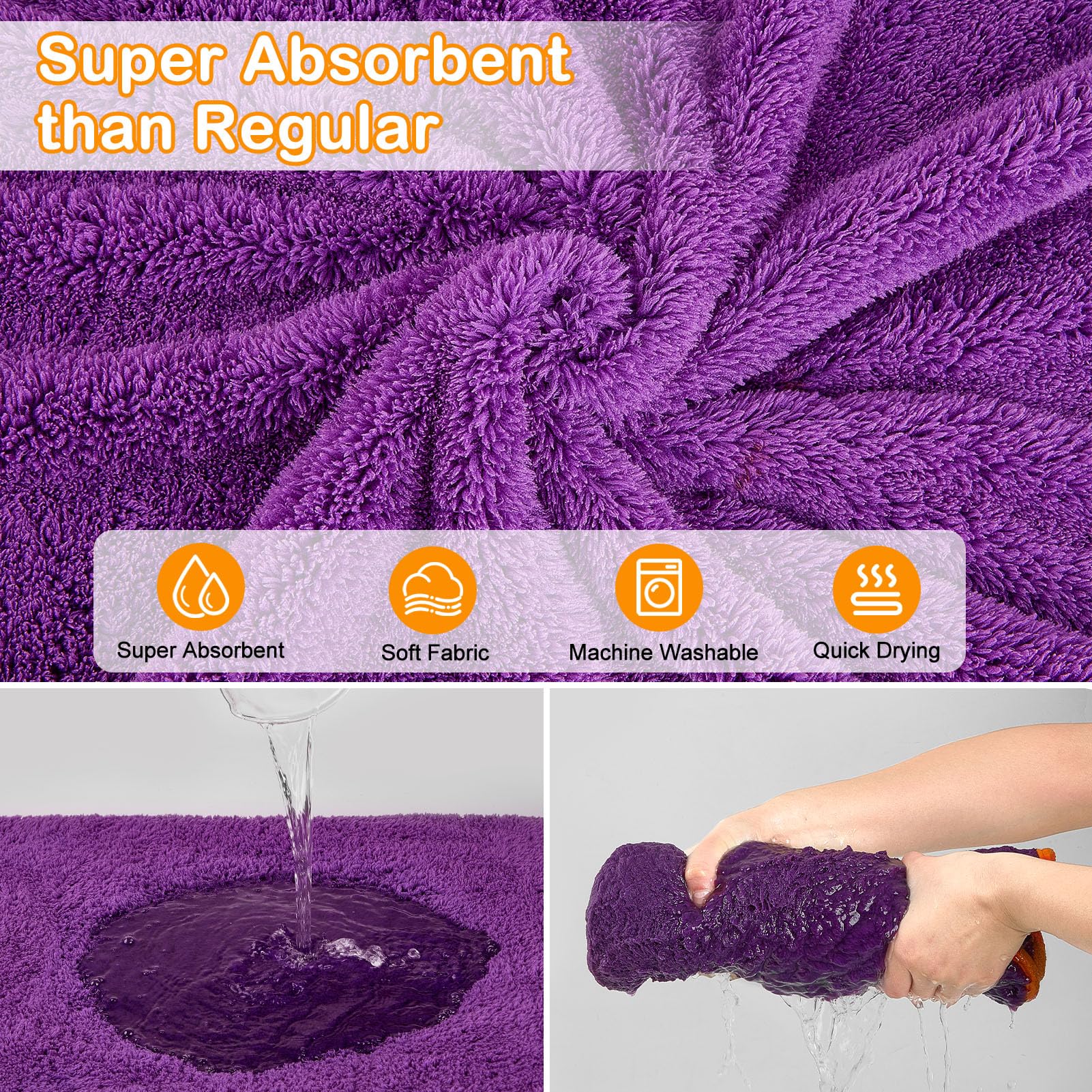 Bienbee Soft Dog Bathrobe,Super Absorbent & Quick-Drying Dog Robe With Hood, Cozy Drying Coat For After Bath, Purple M
