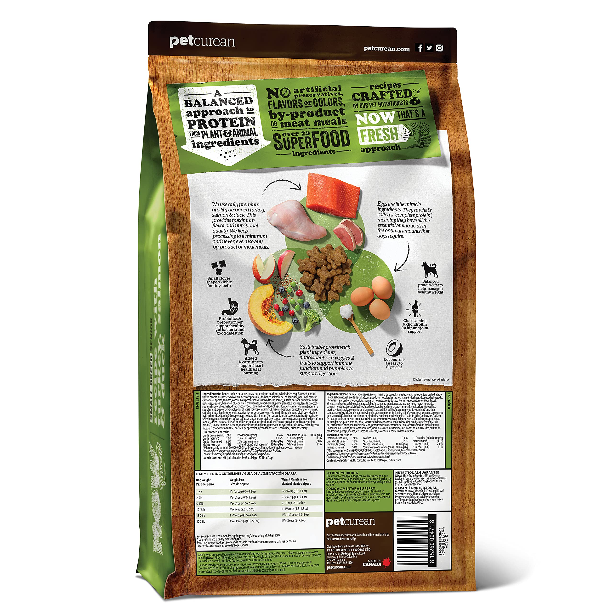 Now Fresh Grain-Free, Dry Dog Food, Small Breed Kibble, Real Meat and Fish, Turkey, Salmon and Duck Senior Recipe, 6 lb Bag