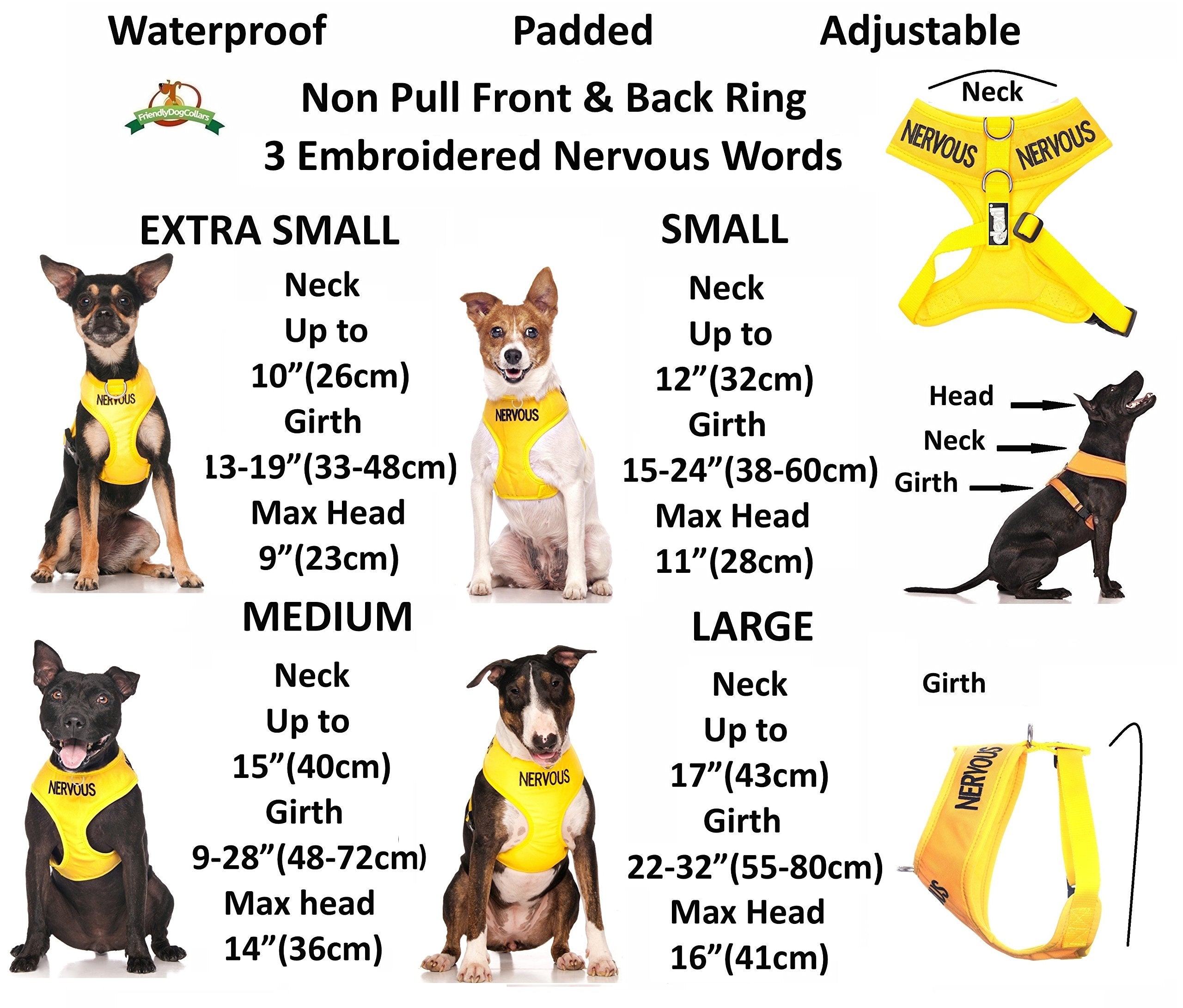 Dexil Limited Nervous (Give Me Space) Yellow Color Coded Non-Pull Front And Back D Ring Padded And Waterproof Vest Dog Harness Prevents Accidents By Warning Others Of Your Dog In Advance (Xs)
