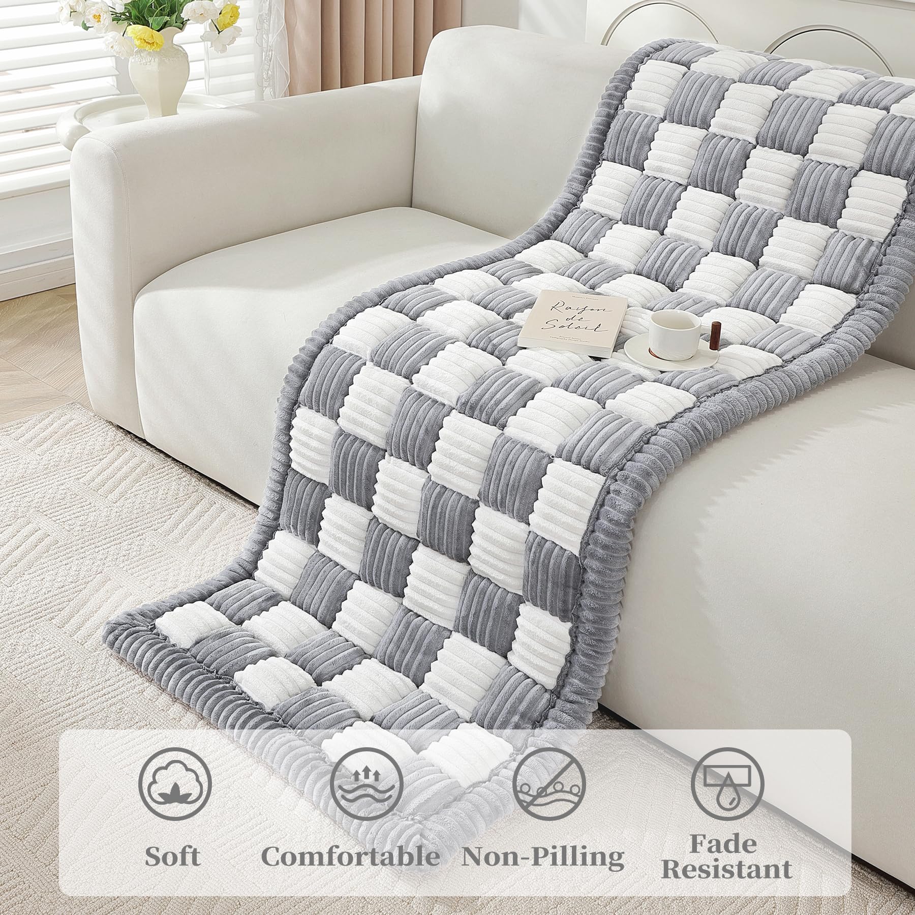 Ostepdecor Dog Couch Cover, Non Slip Sofa Covers Washable, Pet Couch Covers For Sofa, Couch Protector For Dogs Soft Fuzzy Dog Be