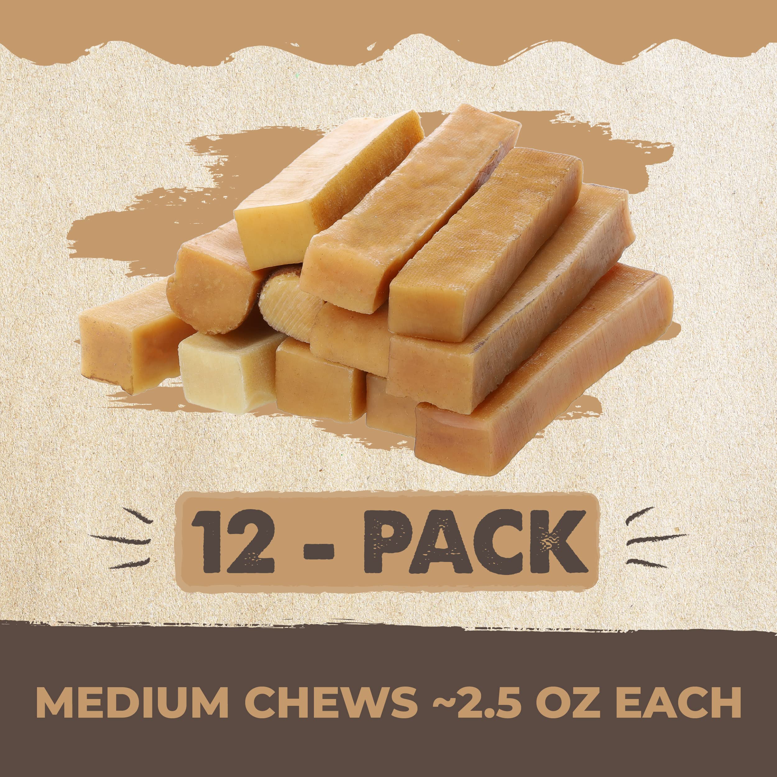 Mighty Paw Yak Cheese Chews for Dogs, All Natural Long Lasting Pet Treats. Odorless & Great for Oral Health. Limited Ingredient