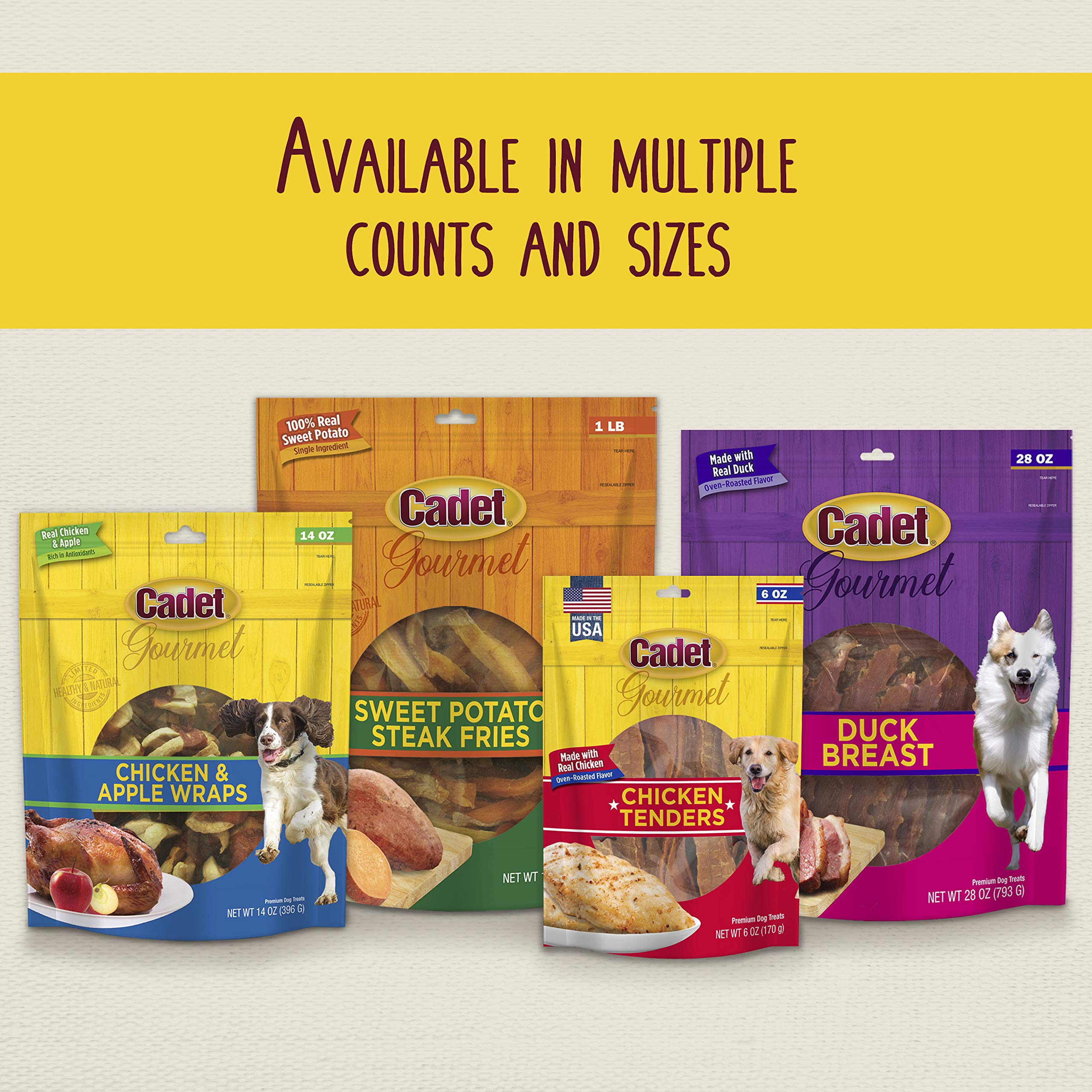 Cadet Gourmet 8-Inch Beef Hide Twist Chew Sticks, Long-Lasting and Natural Rawhide Chews for Dogs, Inspected & Tested in USA, Ch