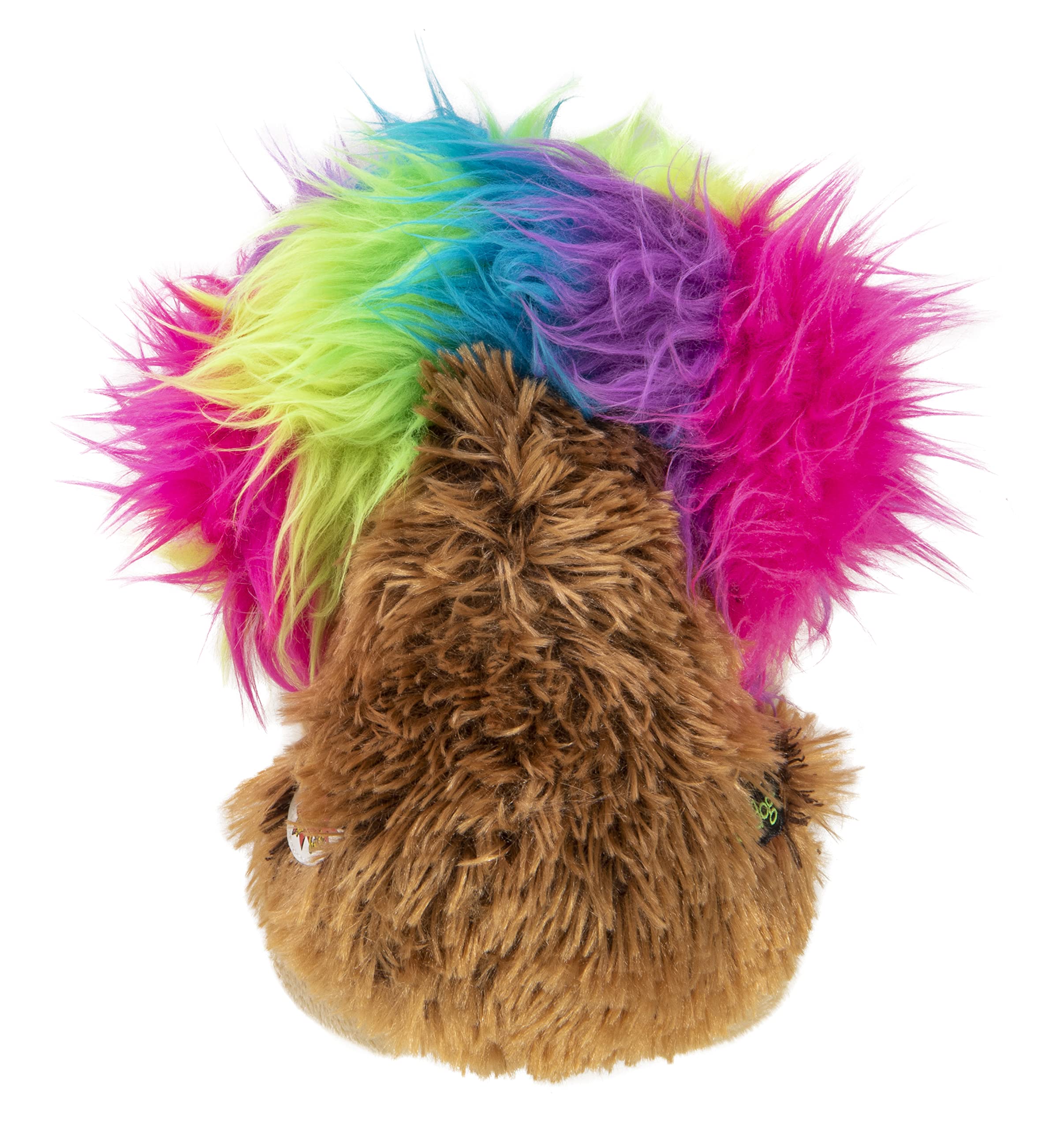 Godog Crazy Hairs Hedgehog Silent Squeak Plush Dog Toy, Chew Guard Technology - Brown, Small