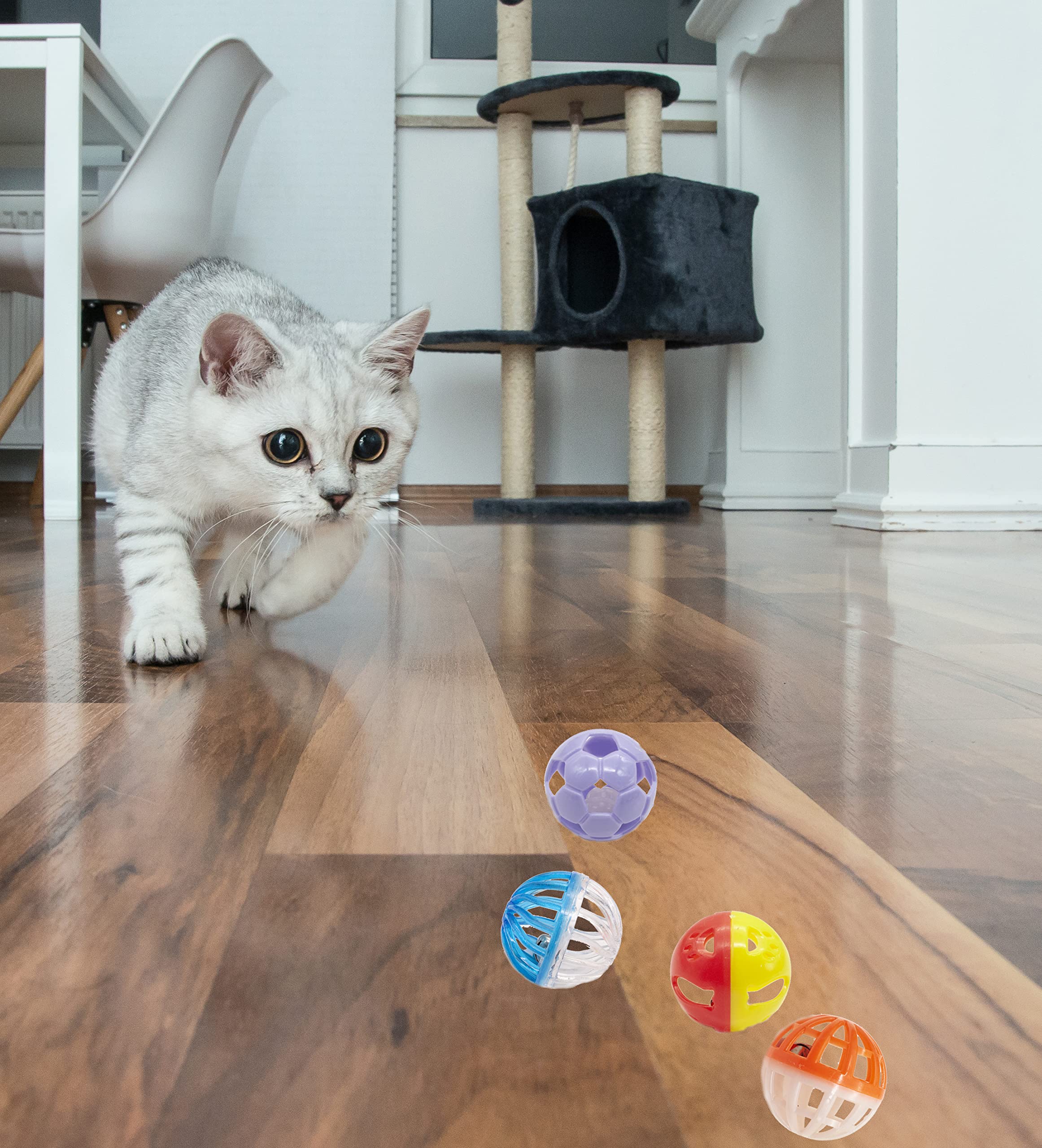 Fashion'S Talk 12Pcs Value Pack Plastic Ball Cat Toys Lattice Balls With Bell Jingle Kitten Toy,Gift Box 1.5'' 6 Styles
