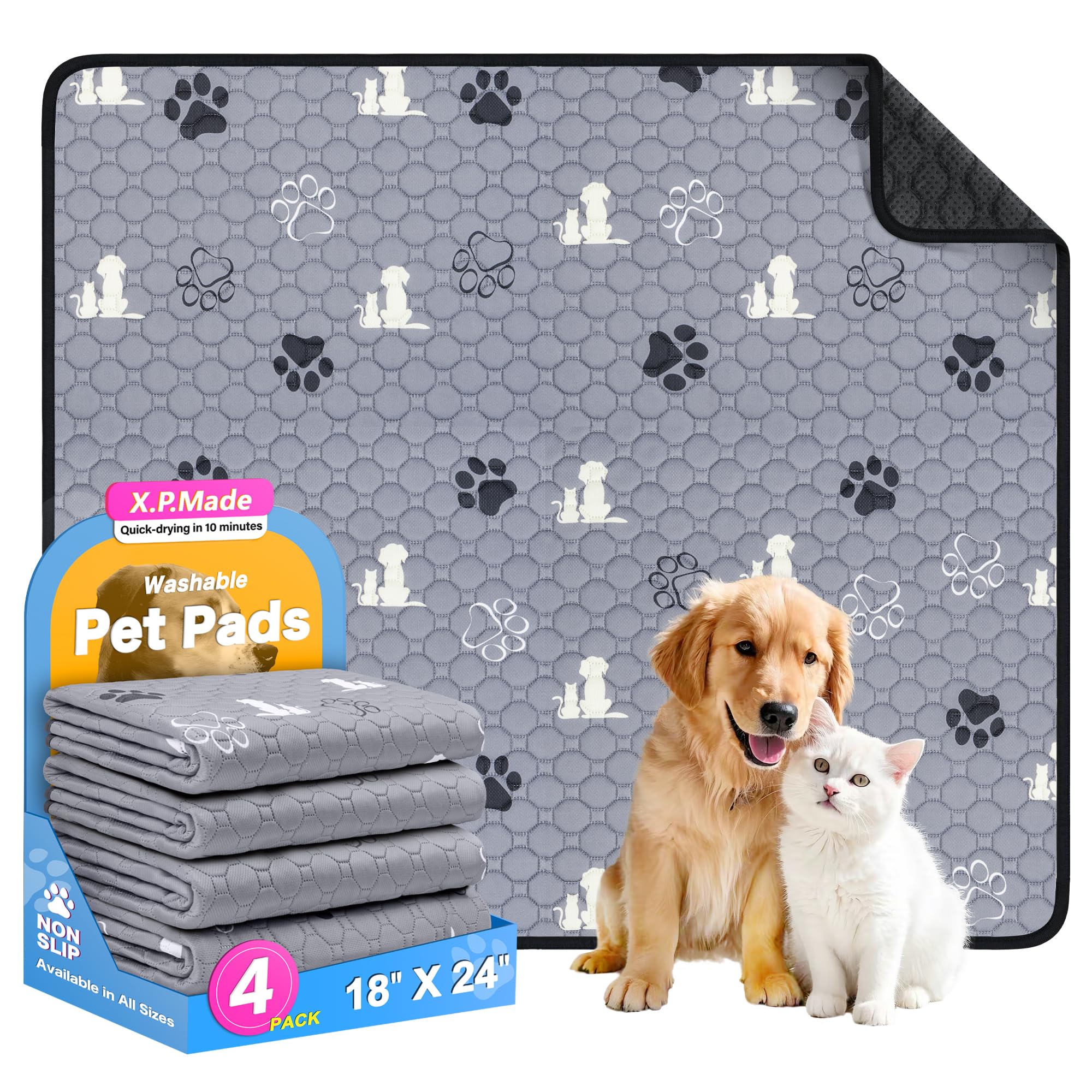 Washable Pee Pads For Dogs, 4 Pack Reusable Puppy Pads, Waterproof Pet Pee Pads For Dog Potty Training, Extra Large Dog Pee Pads