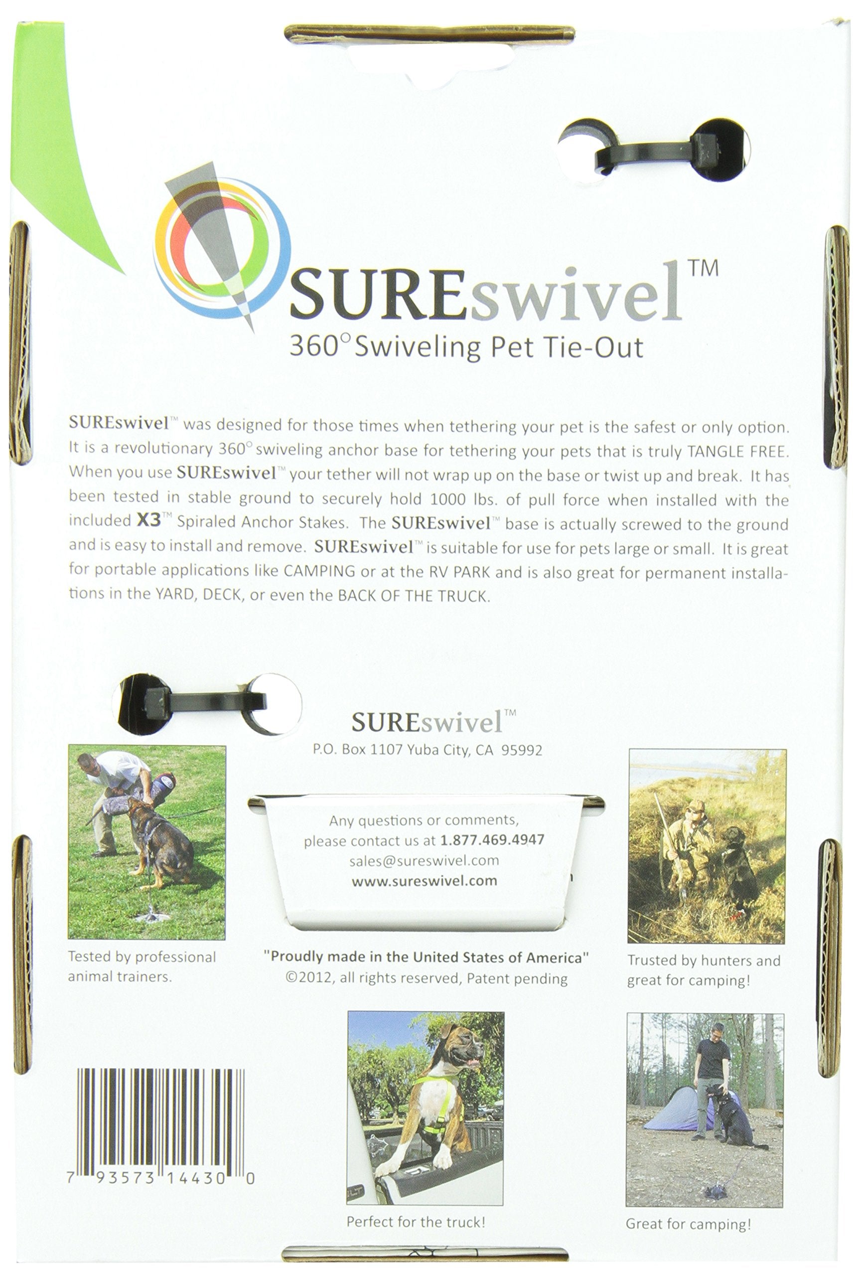 Sureswivel 360 Degree Swiveling Pet Tie-Out, Made In The Usa