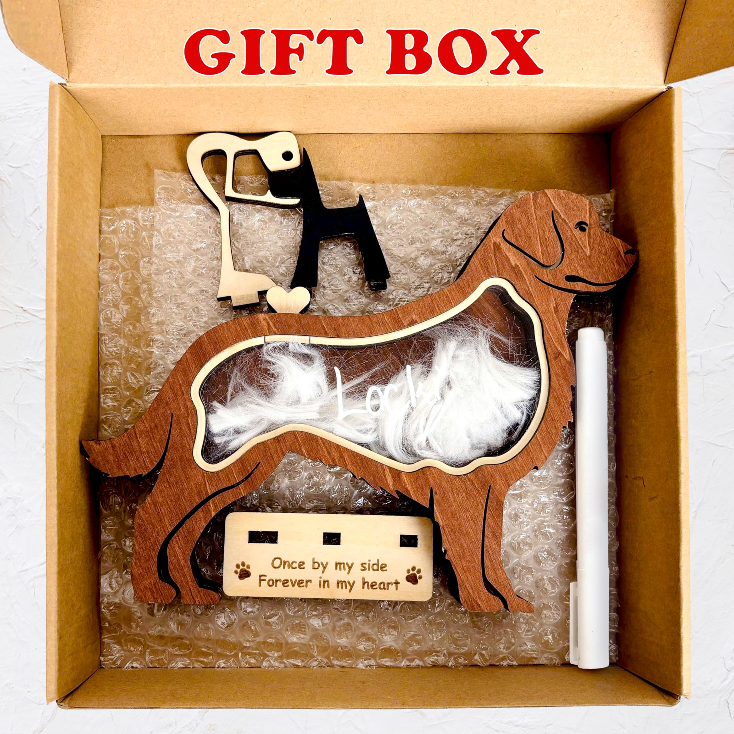 Golden Retriever Dog Hair Keepsake Box Wooden Pet Fur Gifts For Dog Cat Unique Dog Shape Standable Tabletop Decor Dog Memorial G