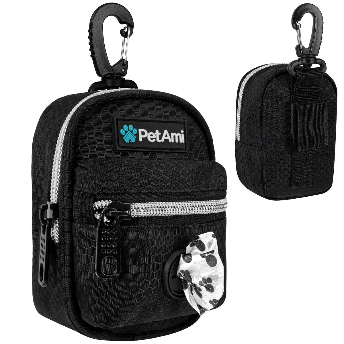 PetAmi Dog Poop Bag Holder for Leash, Dog Pet Waste Bag Dispenser For Poop With Clip For Doggie Puppy Walking Accessories Travel