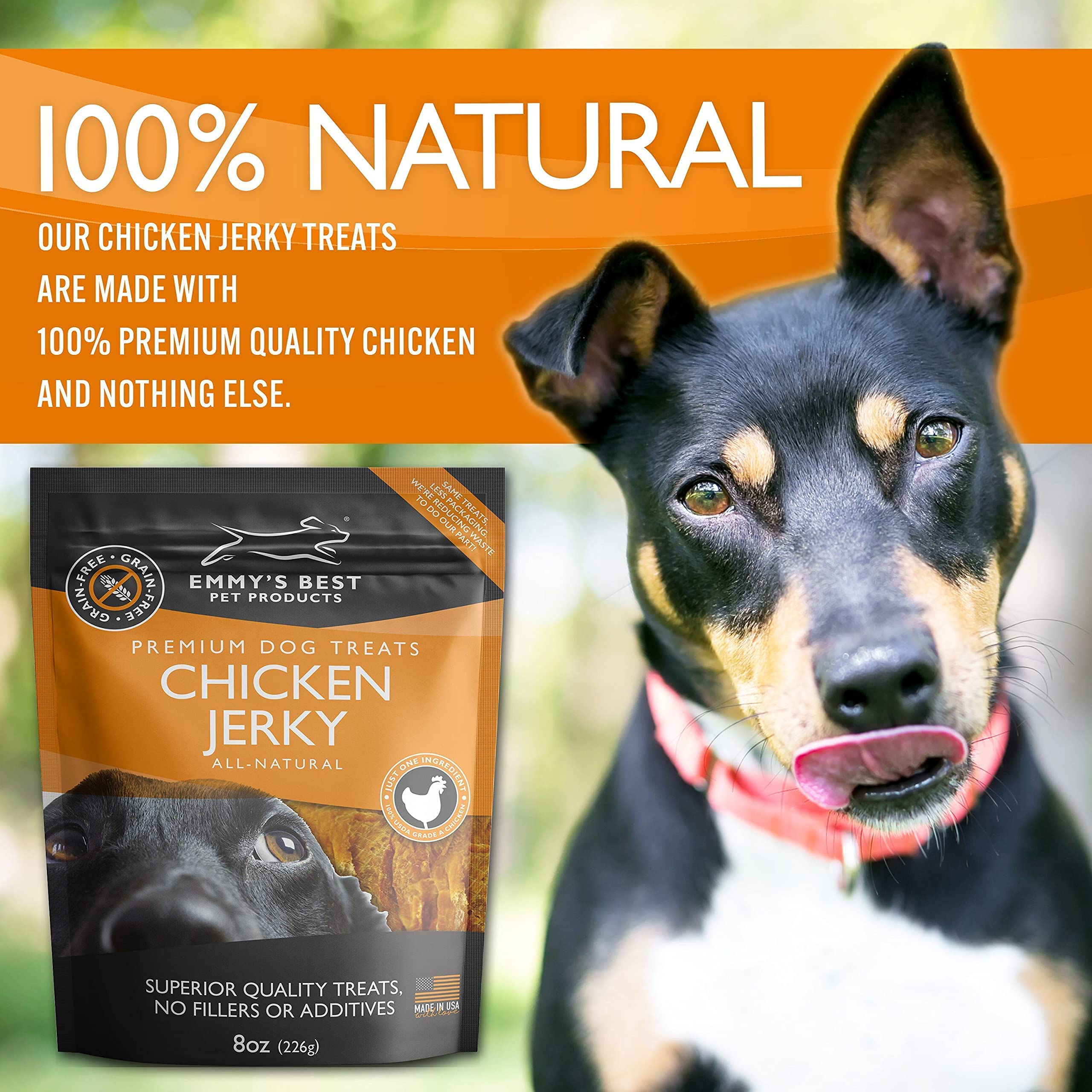 EBPP Chicken Jerky Dog Treats Made in USA - 100% Natural Jerky Treats Made with Real Chicken - Grilled Chicken Strips for Medium