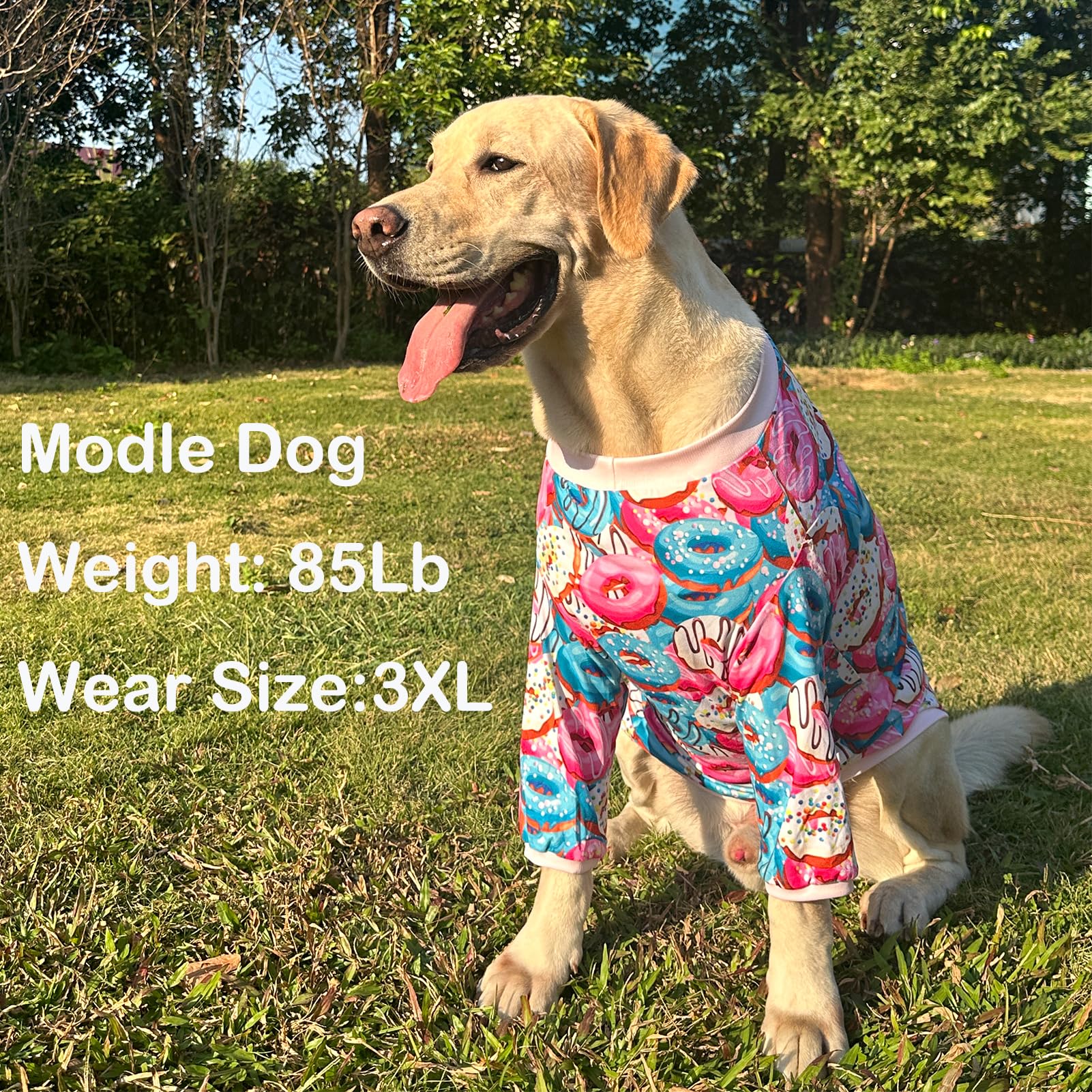 PriPre Dog Colorful T Shirts Doughnut Pattern Printed Pet Shirt Softable Pajamas for Small Dogs (L,Doughnut)