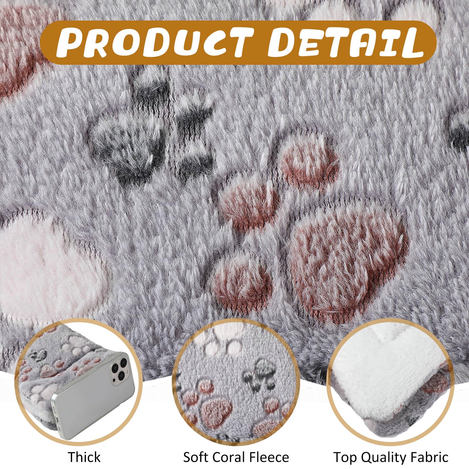 Tuanse 4 Pack Ultra Soft Dog Cat Bed Mat with Cute Prints Reversible Fleece Dog Crate Kennel Pad Cozy Washable Thickened Hamster