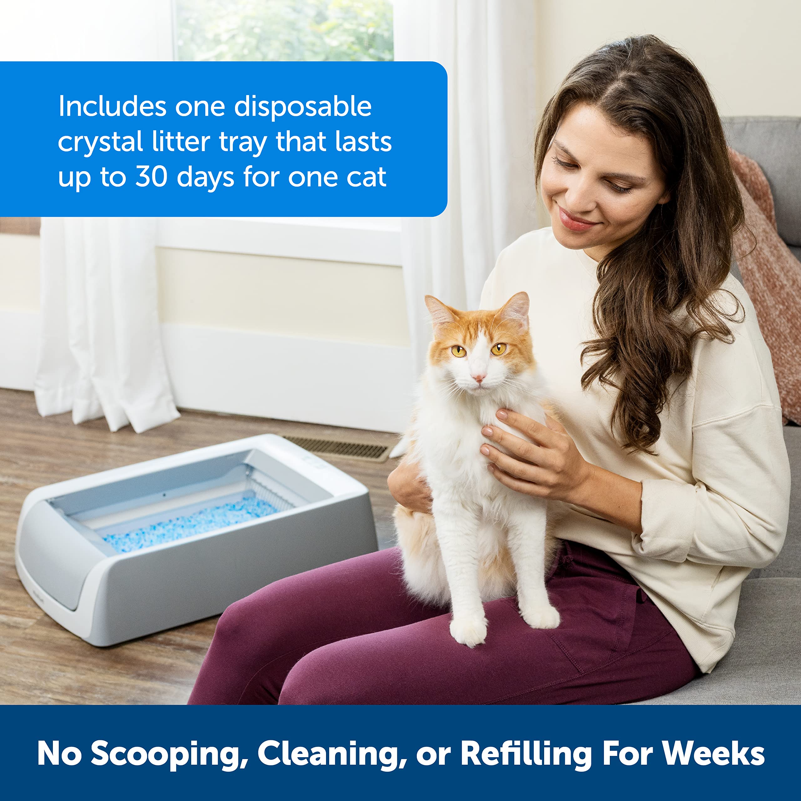 Petsafe Scoopfree Self-Cleaning Cat Litterbox - Never Scoop Litter Again - Hands-Free Cleanup With Disposable Crystal Tray - Less Tracking, Better Odor Control - Includes Disposable Tray
