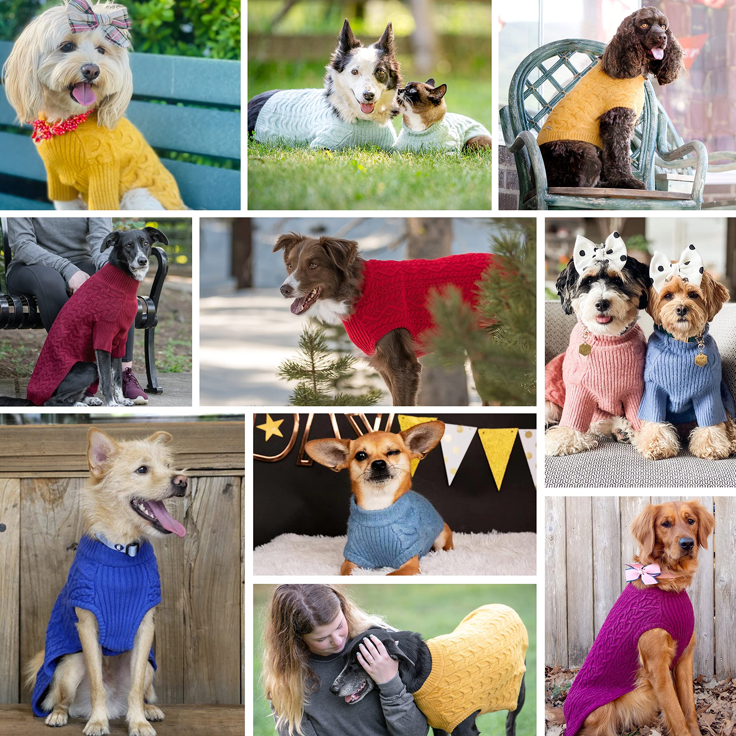 Blueberry Pet 2023 New Classic Wool Blend Cable Knit Pullover Dog Sweater In Klein Blue, Back Length 22, Pack Of 1 Clothes For