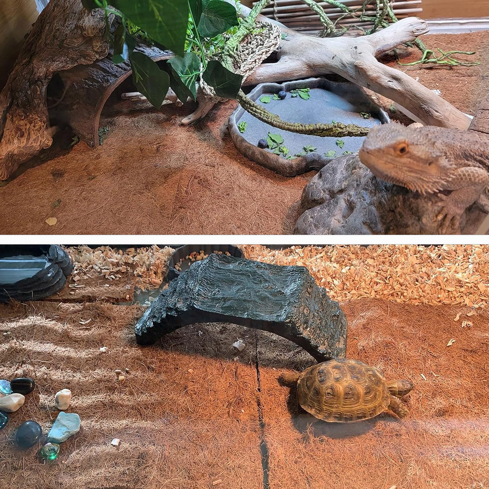 PINVNBY 4 Pieces Reptile Carpet,Bearded Dragon Natural Coconut Fiber Mat,Lizard Terrarium Liner Pads,Tortoises Bedding Supplies