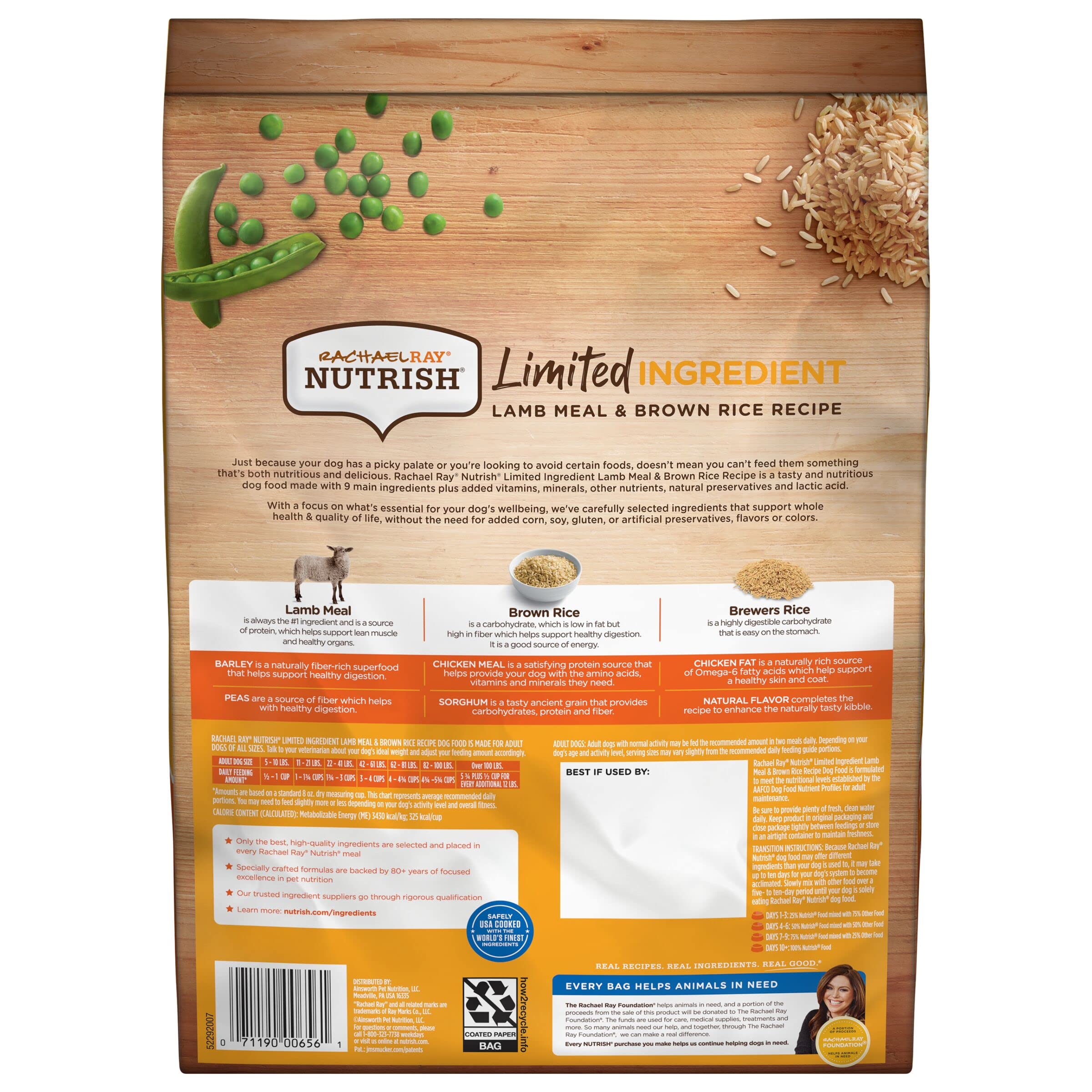 Rachael Ray Nutrish Limited Ingredient Diet Lamb Meal & Brown Rice Recipe, Lamb Meal & Rice, 6.00 Pound (Pack of 1) (Packaging D