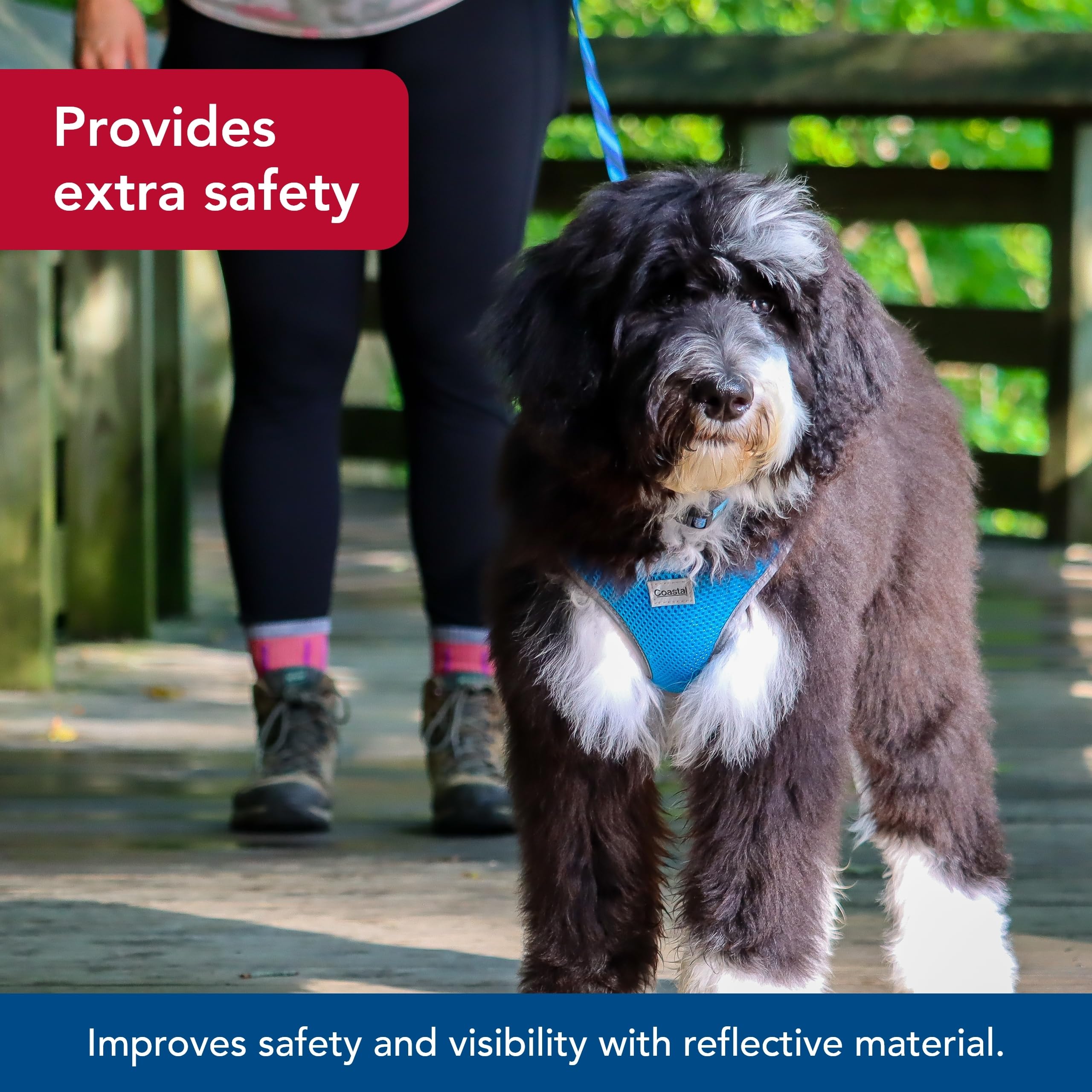 Coastal Pet Comfort Soft Reflective Wrap Adjustable Dog Harness - No-Pull Dog Harness For Small & Large Dogs - Blue Lagoon - 5/8' X 16'–19'