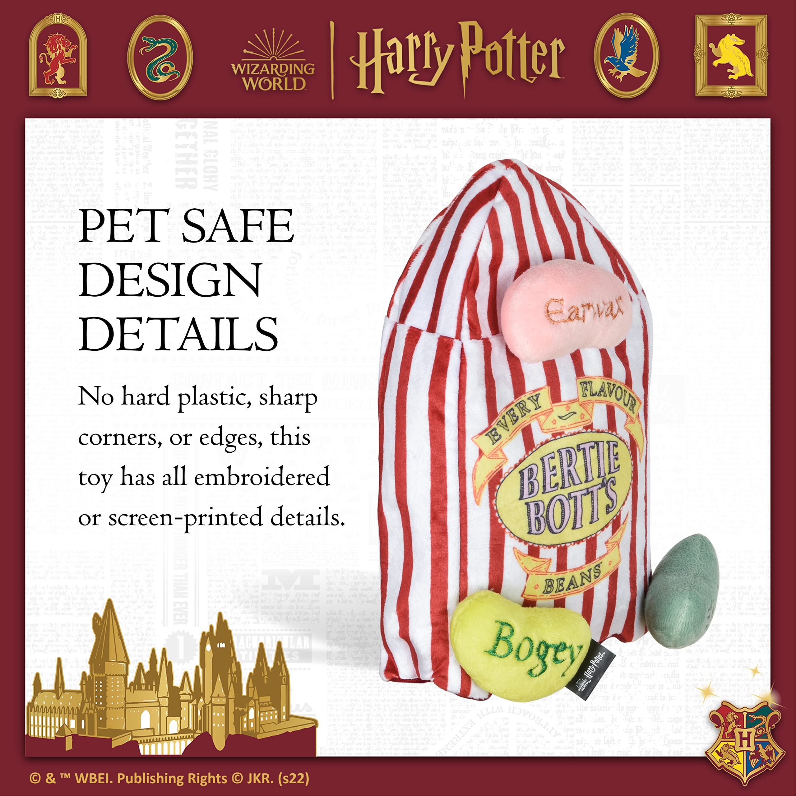 Harry Potter 10 Inch Bertie Botts Jelly Bean Plush Dog Toy | Colorful Dog Toy with Jelly Beans for Playtime Fun