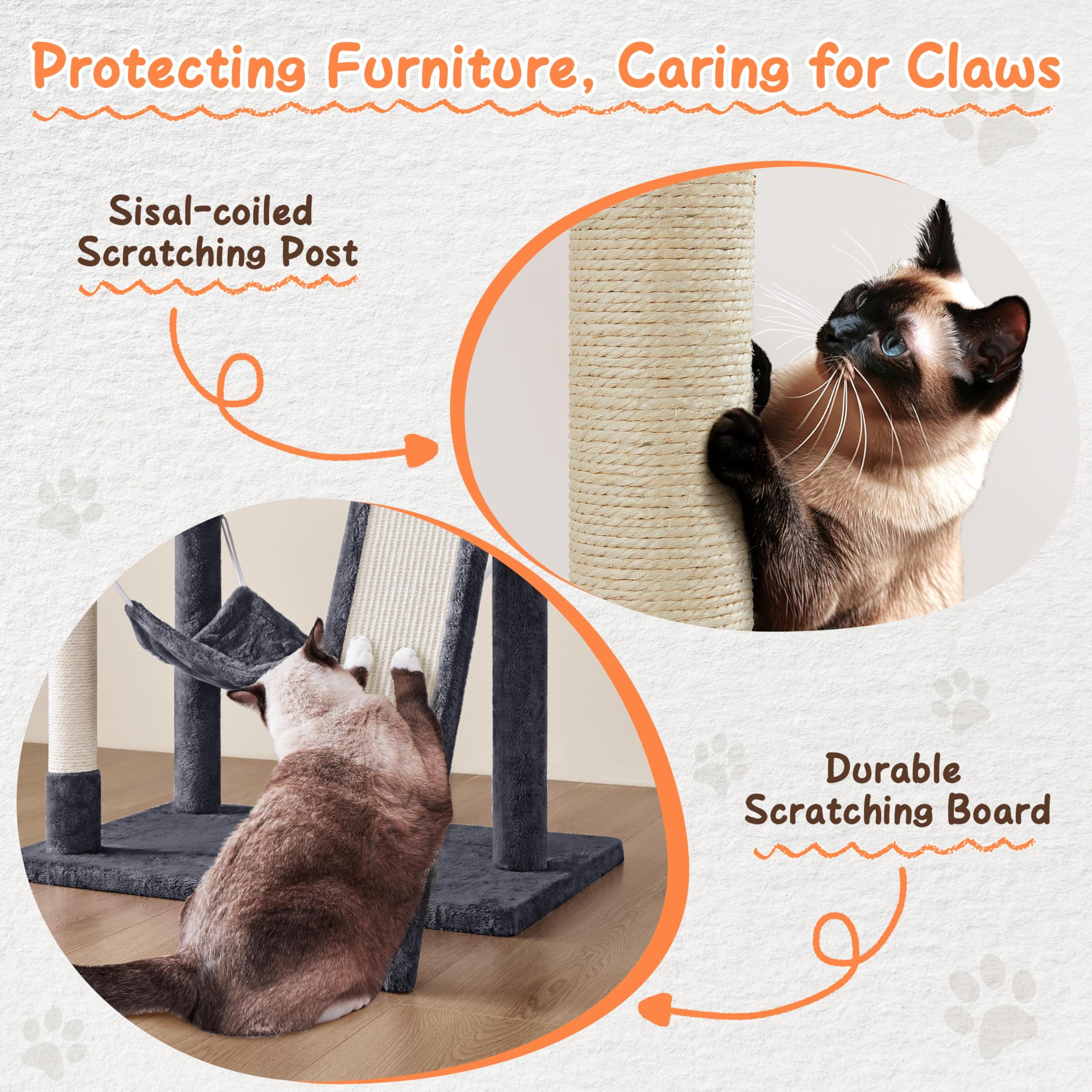 Yaheetech 63.5In Multi-Level Cat Tree Tower Condo With Scratching Posts, Platform & Hammock, Cat Activity Center Play Furniture