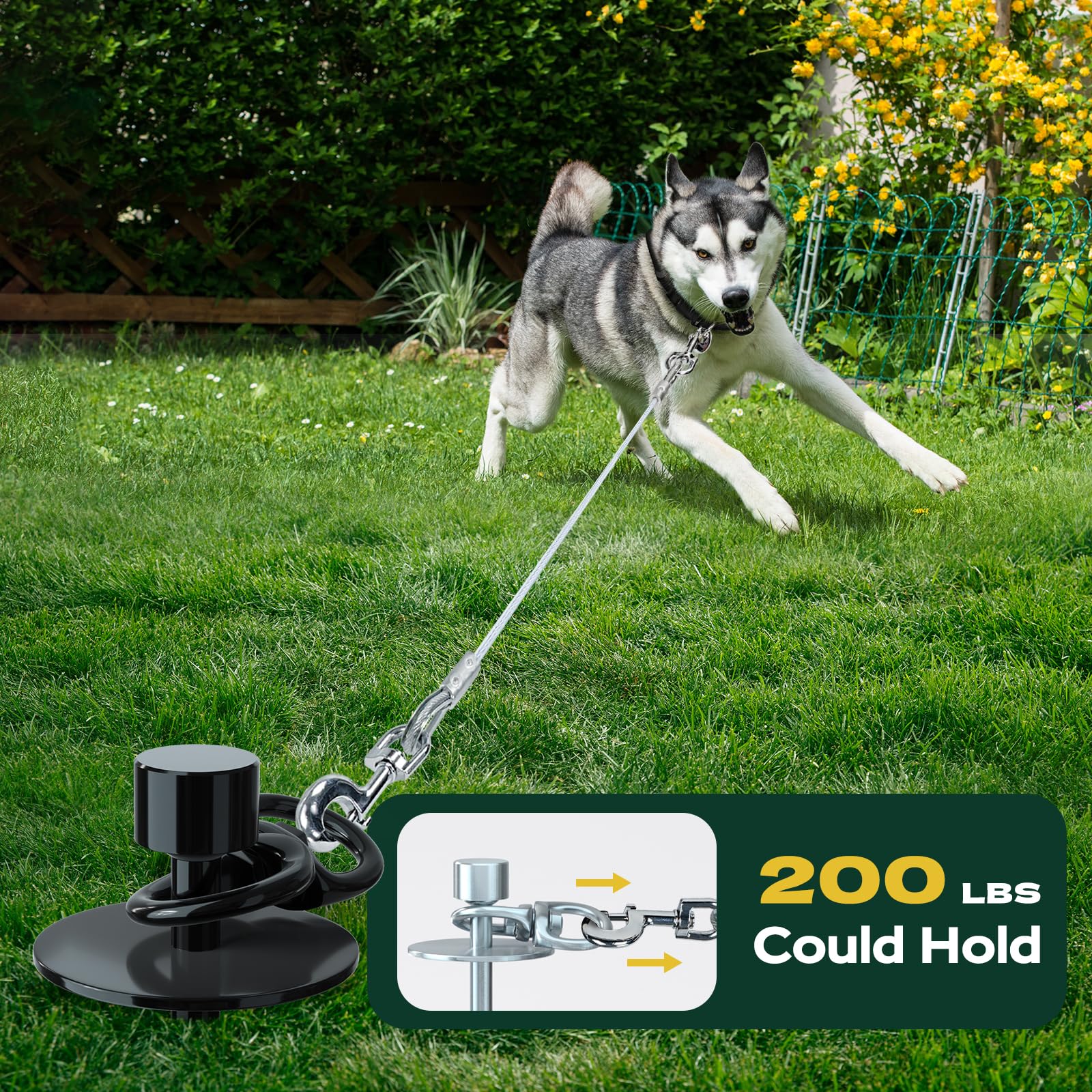 Supet Dog Tie Out Stake, 360 Swivel Heavy Duty Anchor for Backyard Beach Camping Outdoor, Easy Install for Large Dogs Up to 200L