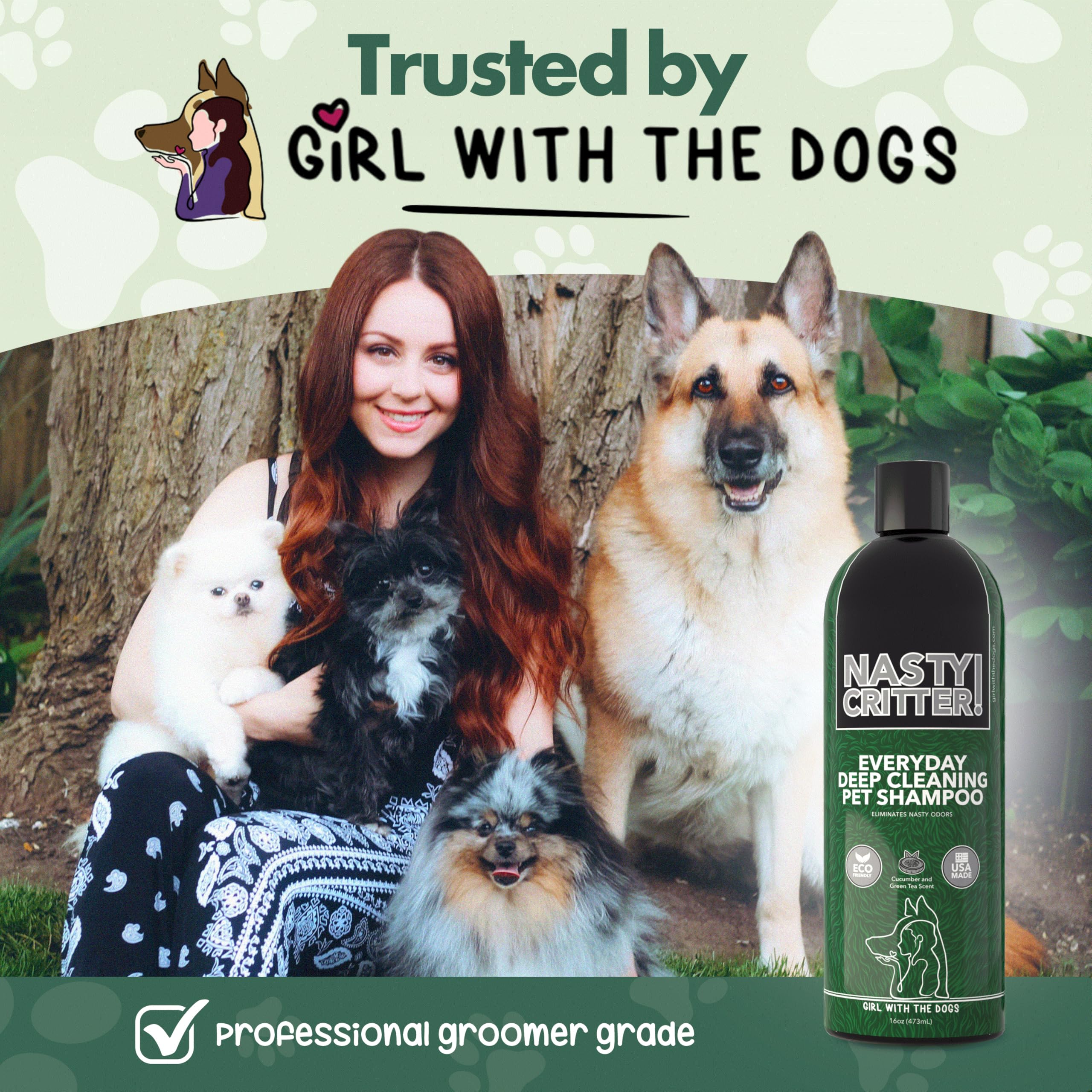 Nasty Critter! By Girl With The Dogs - Everyday Deep Cleaning Dog Shampoo 16 Oz, Made In Usa 8 Wks+