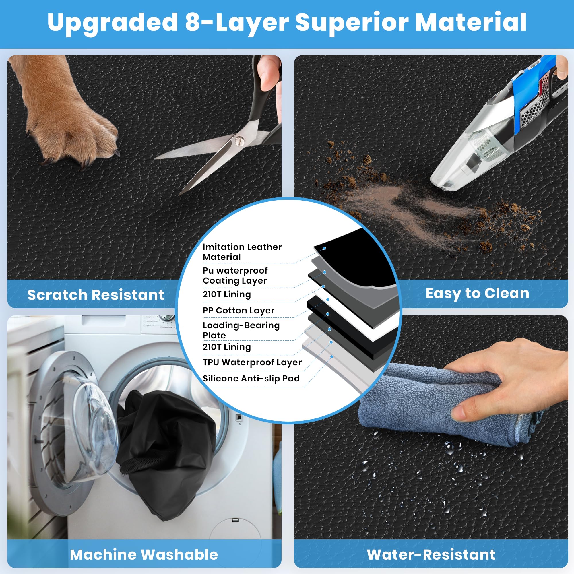 Gamkii Dog Car Seat Cover, Waterproof Backseat Extender With Hard Bottom & Storage Pocket, 3 Or 2 Seats Available, Dog Car Hammo