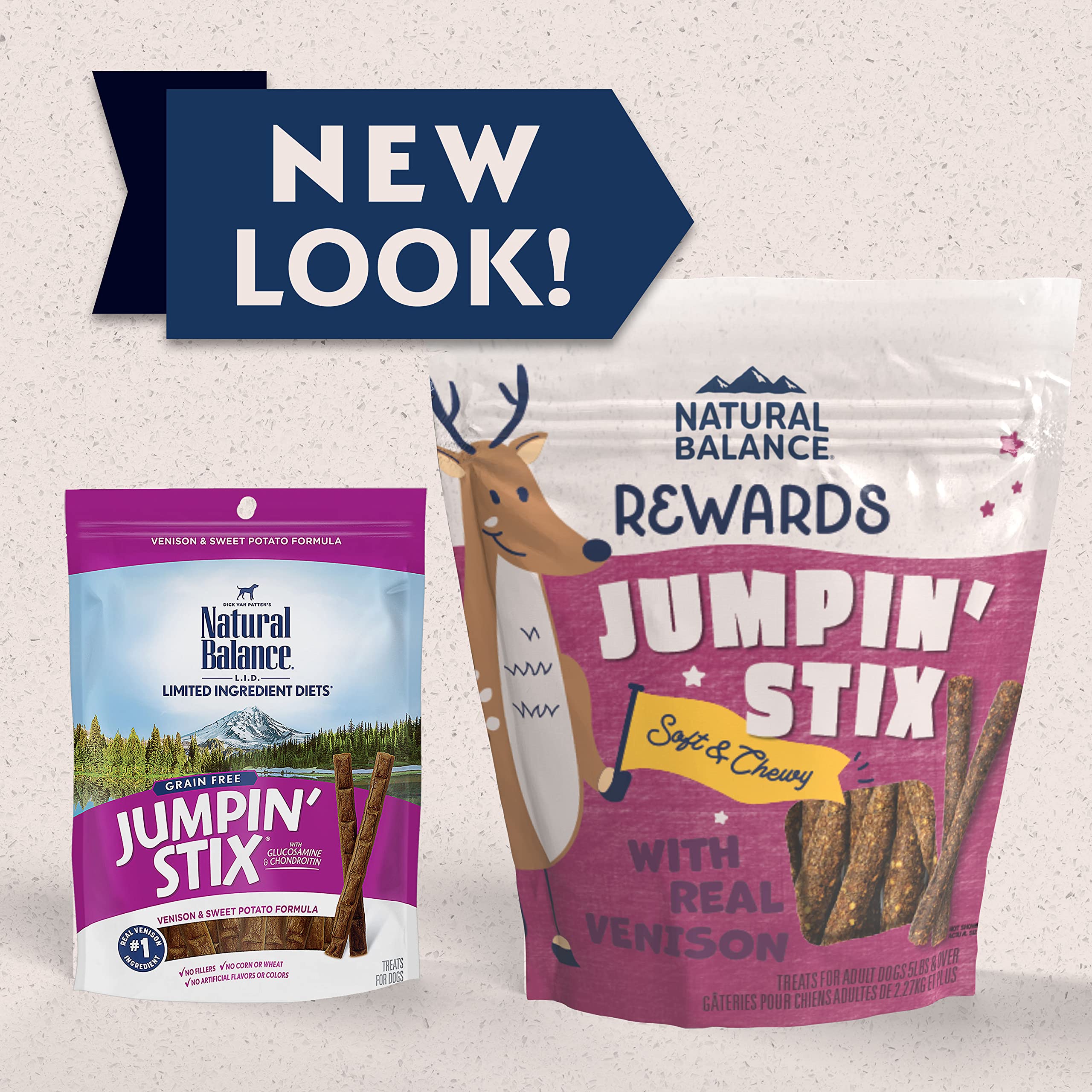 Natural Balance Limited Ingredient Rewards Jumpin Stix, Grain-Free Dog Treats for Adult Dogs of All Breeds, Venison Recipe, 10