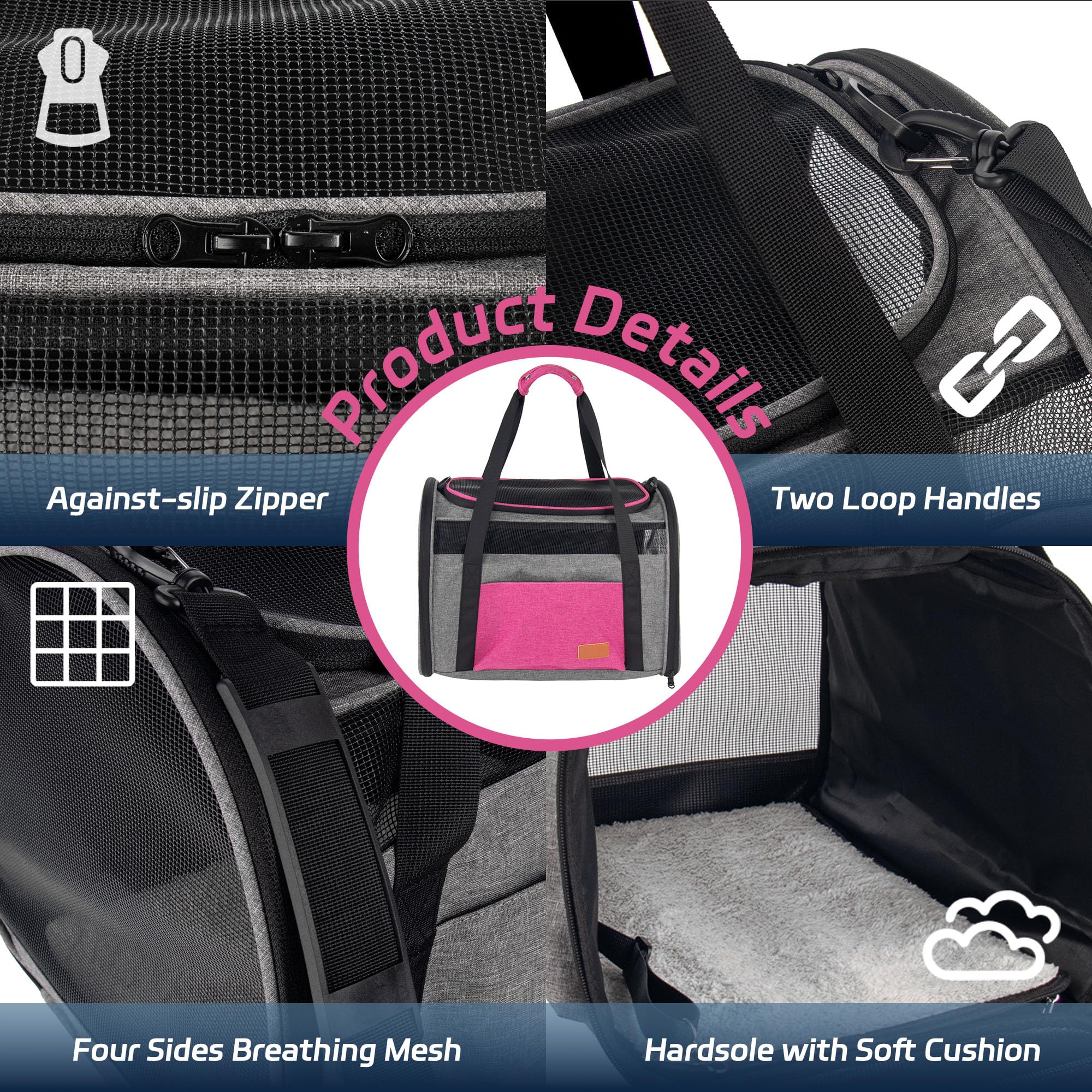 Large Cat Carrier For 20 Lbs Pets - Soft Sided Breathable Mesh Travel Carrier, Airline Approved, Washable For Small Dogs Puppies
