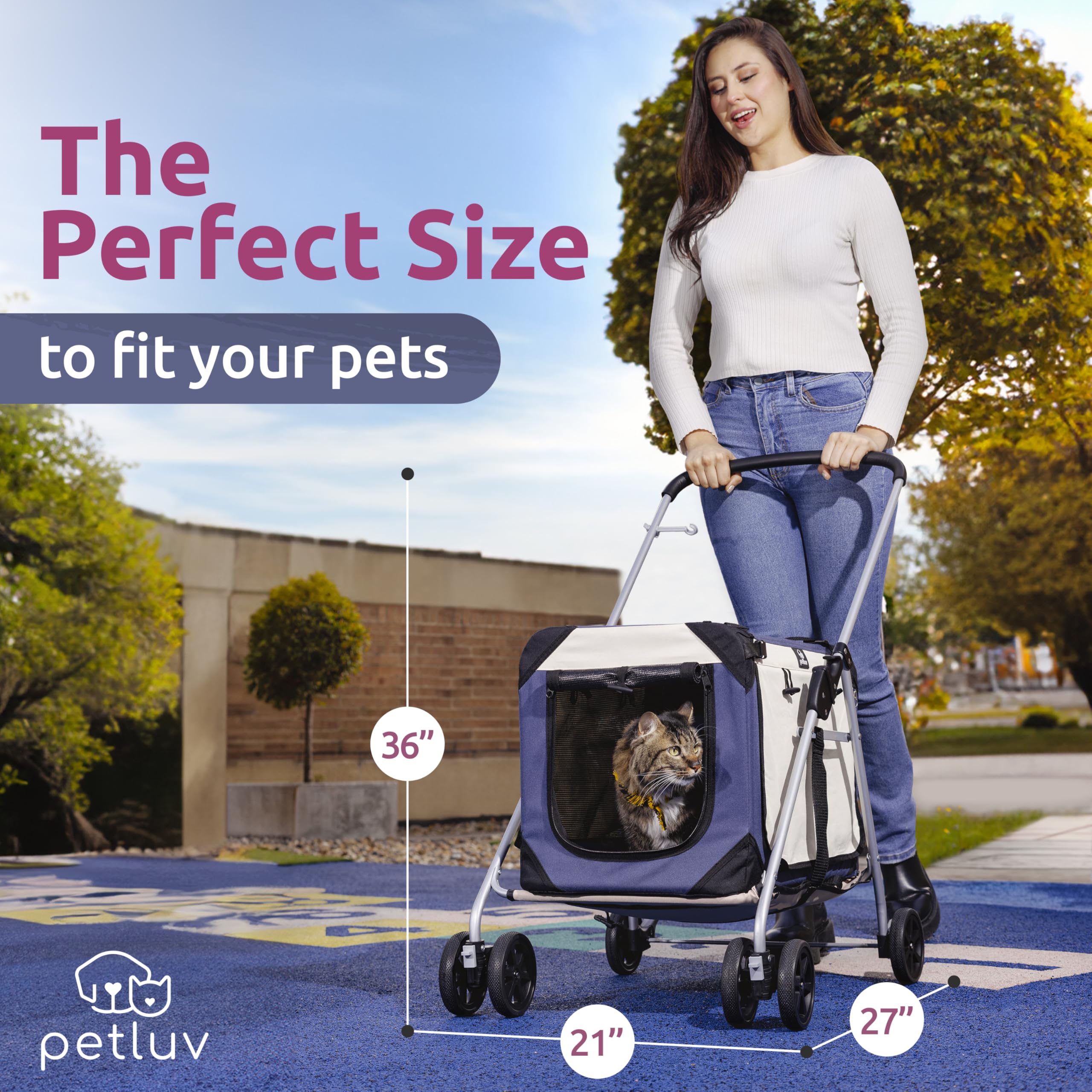 Petluv Dog Stroller, Cat Stroller, Pet Stroller, Cat Strollers For 2 Cats, Dog Stroller For Small Dogs 10 Lbs, Dog Stroller For Medium Dogs 45 Lbs, Pet Stroller Cats, Dog Cart Puppy Stroller Pet Wagon