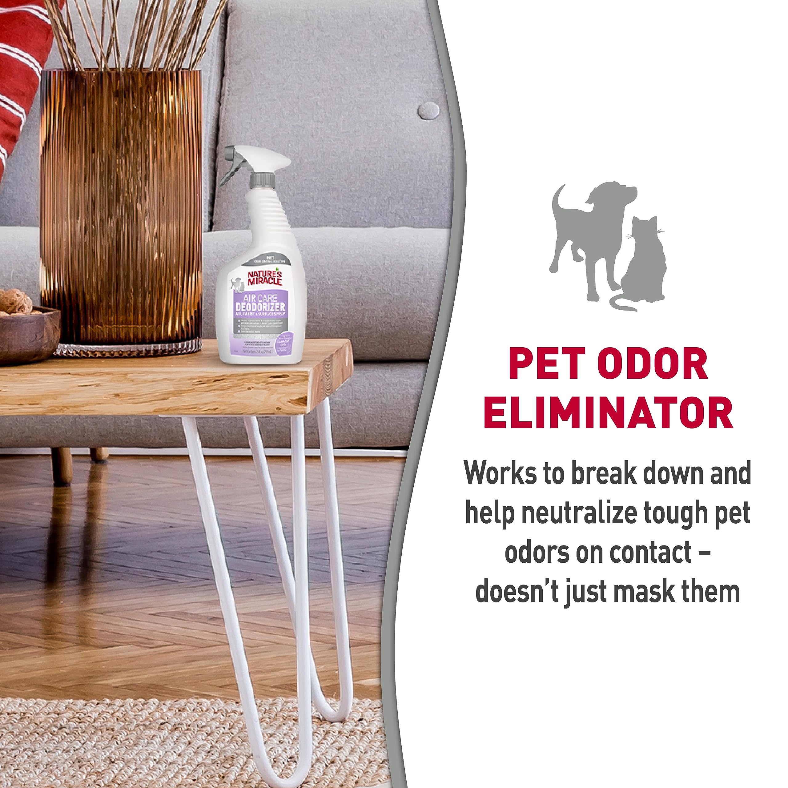 Nature'S Miracle Air Care, Fabric And Surface Spray Aloe Rain Scent Pet Odor Eliminator Deodorizer, 24 Fl. Oz.