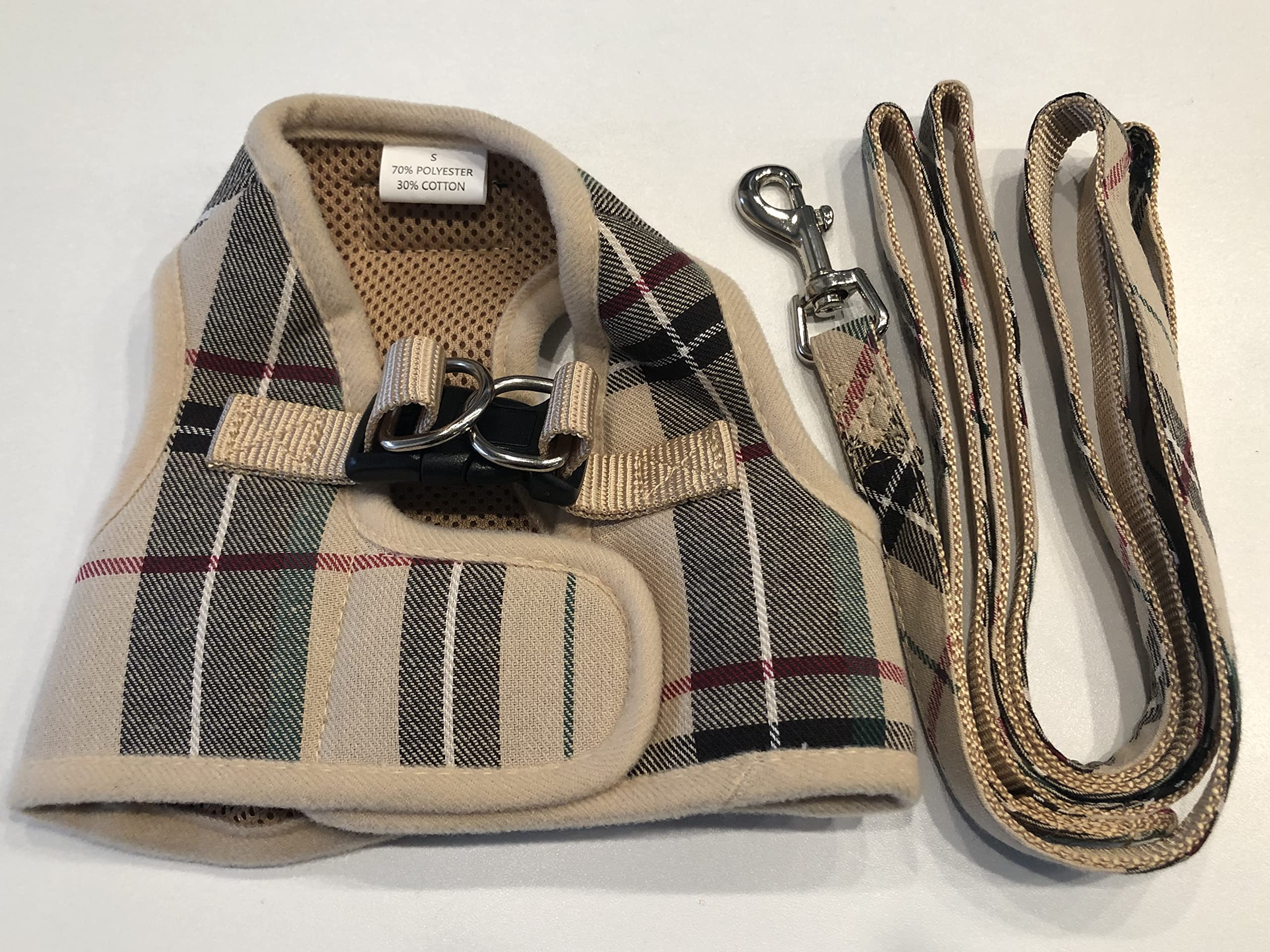 Pupteck Soft Mesh Dog Harness And Leash Set Step-In Plaid Puppy Padded No Pull Vest Harness For Xs Small Medium Sized Dogs Cats