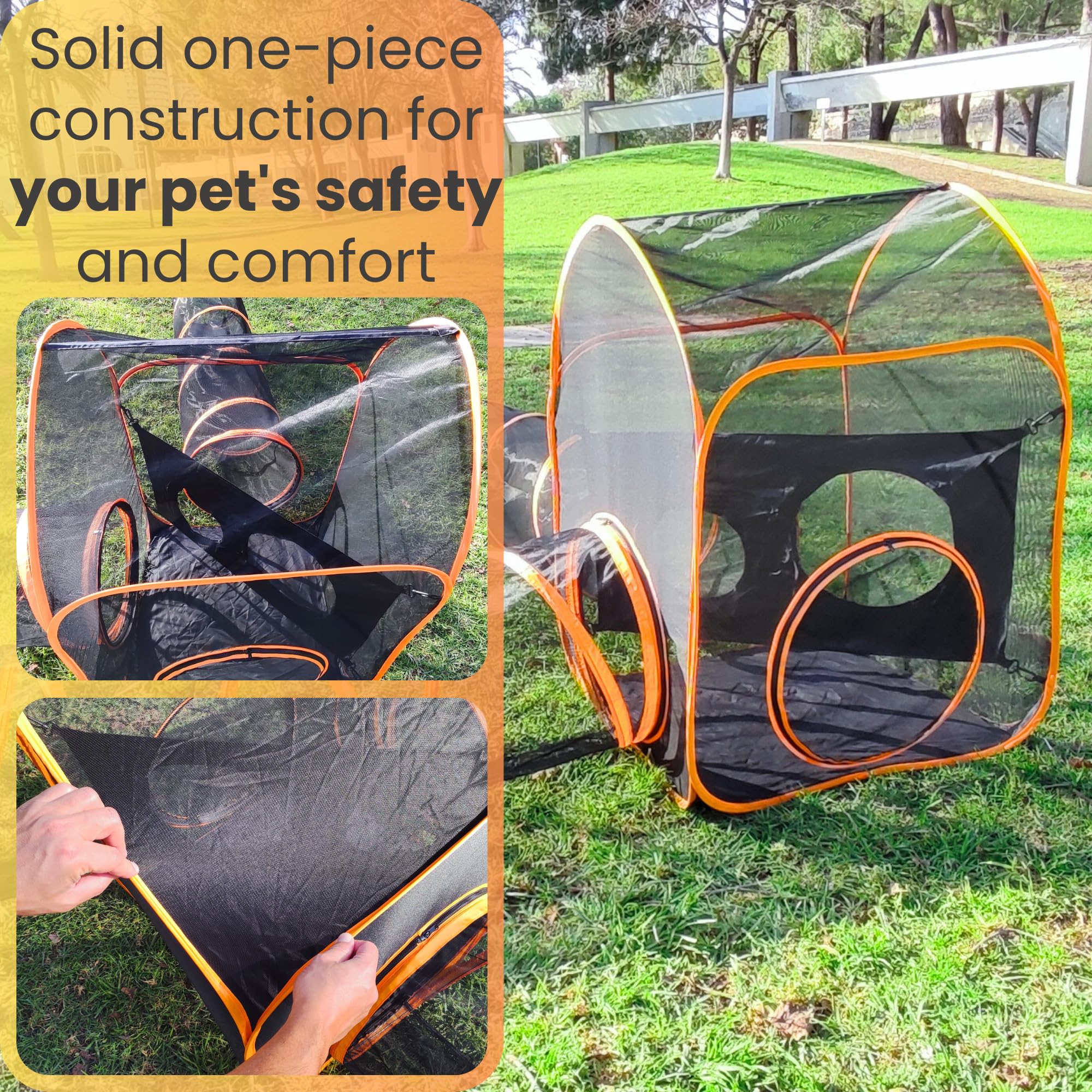 Portable Outdoor Cat Enclosure - Cube Play Run Outside Catio Tent With Tunnel Playpen - Mesh Playhouse For Indoor Cats - Cage-Fr