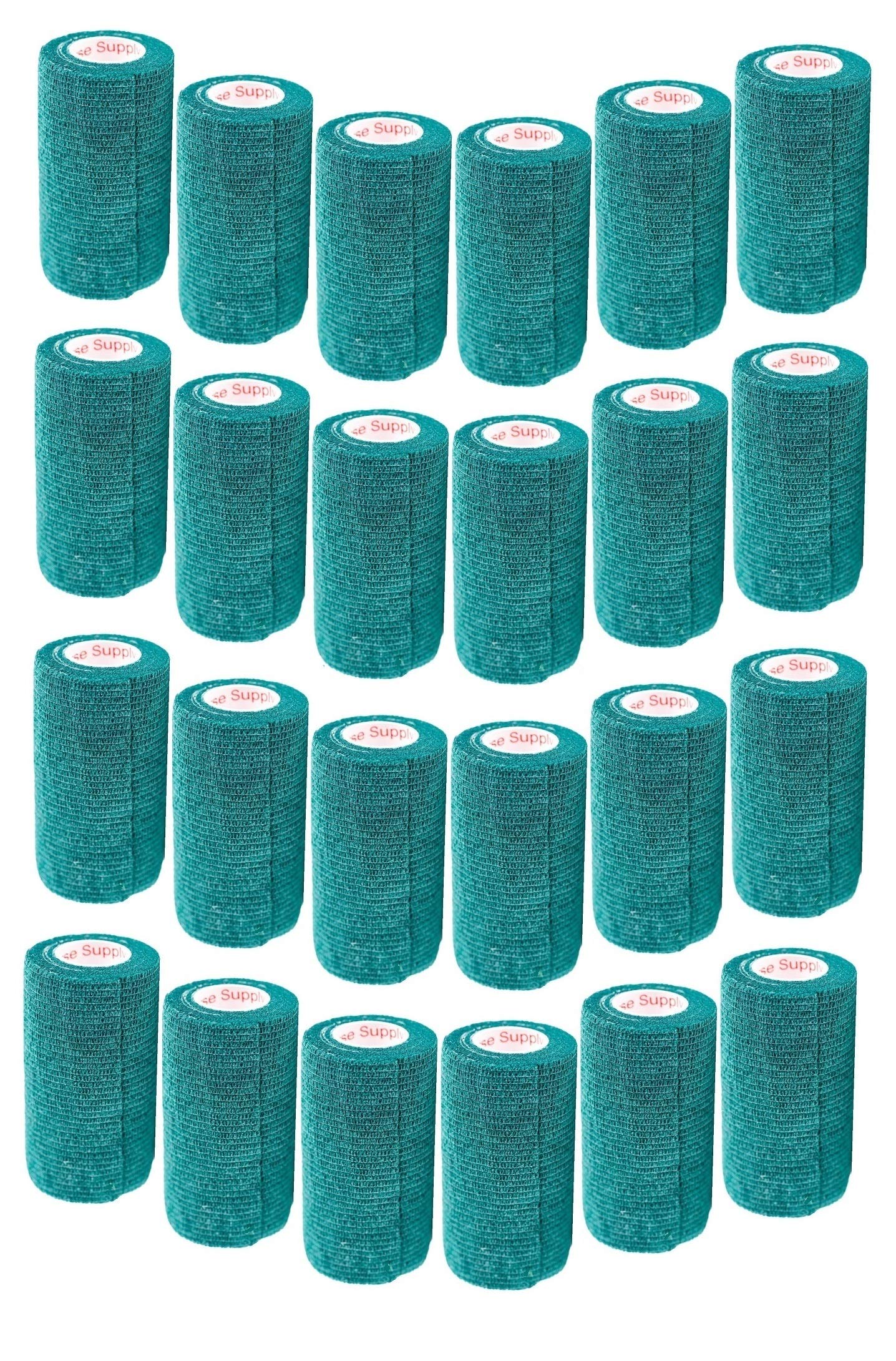 3 Inch Vet Wrap Tape Bulk (Hunter Green) (Pack of 24) Self Adhesive Adherent Adhering Flex Bandage Grip Roll for Dog Cat Pet Hor
