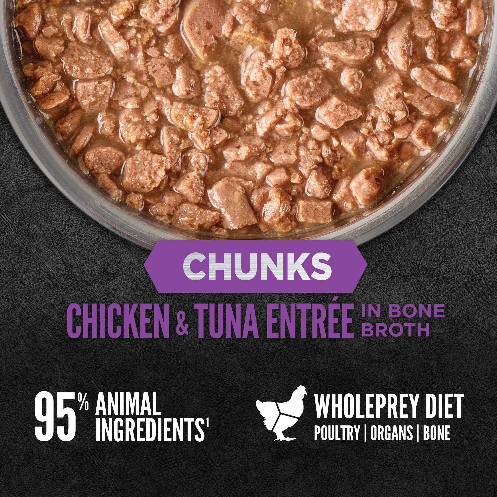 ORIJEN Chunks & Shreds Wet Cat FoodChicken and Tuna Kitten Entr  e 5.5oz Cans (6 Count)