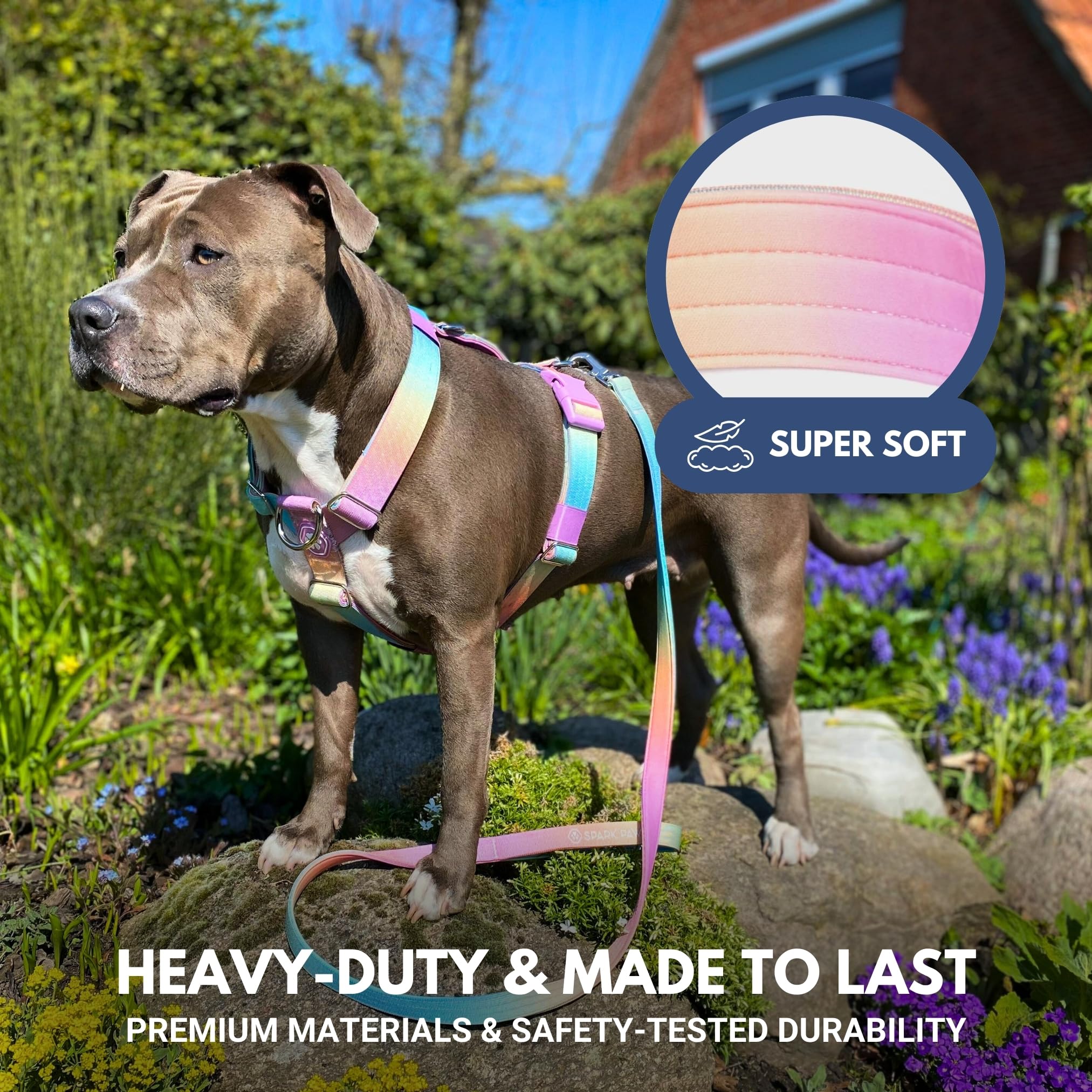 Spark Paws Large Dog No-Pull Harness, Halter Design With Front Clip, Durable And Heavy-Duty For Big And Strong Breeds - Pastel I