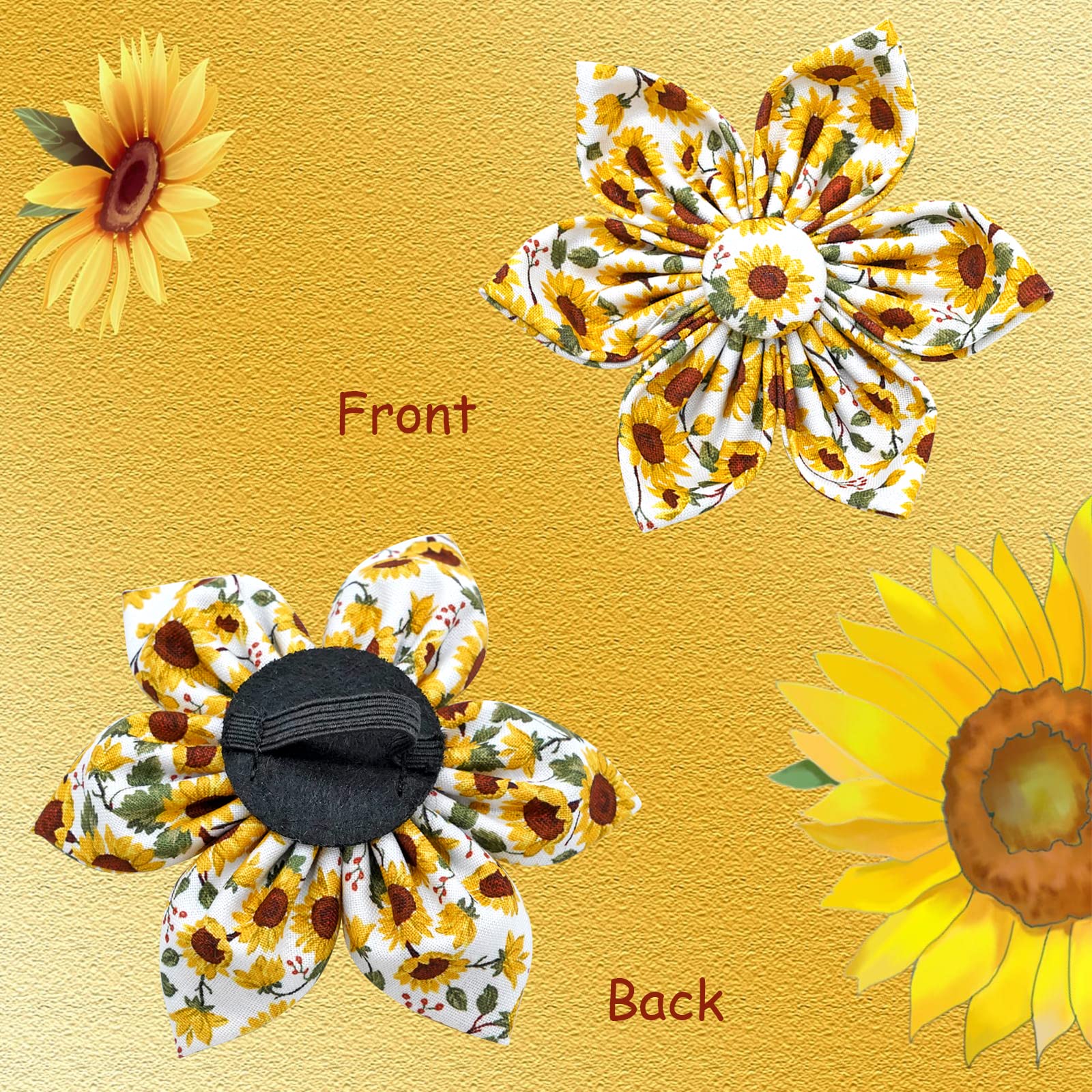 Lionheart glory Dog Collar with Flower Sunflower Print Dog Collar for Female or Male Dogs Soft Durable Adjustable Collar Flower