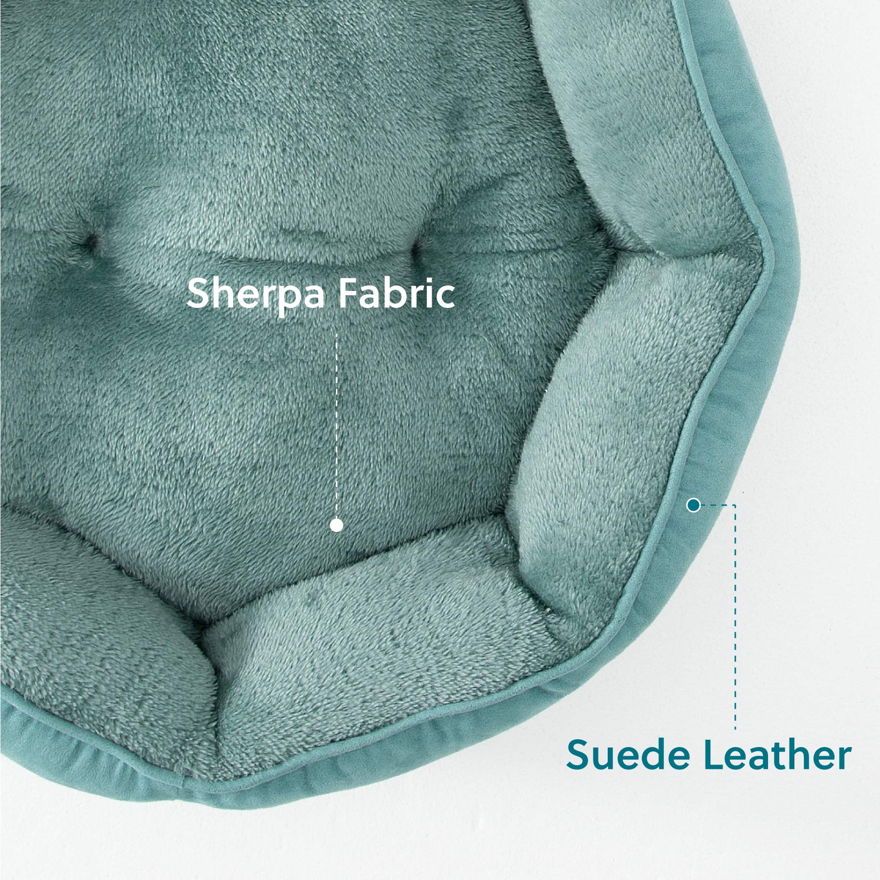 Bedsure Dog Bed - Washable Faux Suede Round Pet Bed for Small Dogs and Cats, 20 Inches, Washed Blue