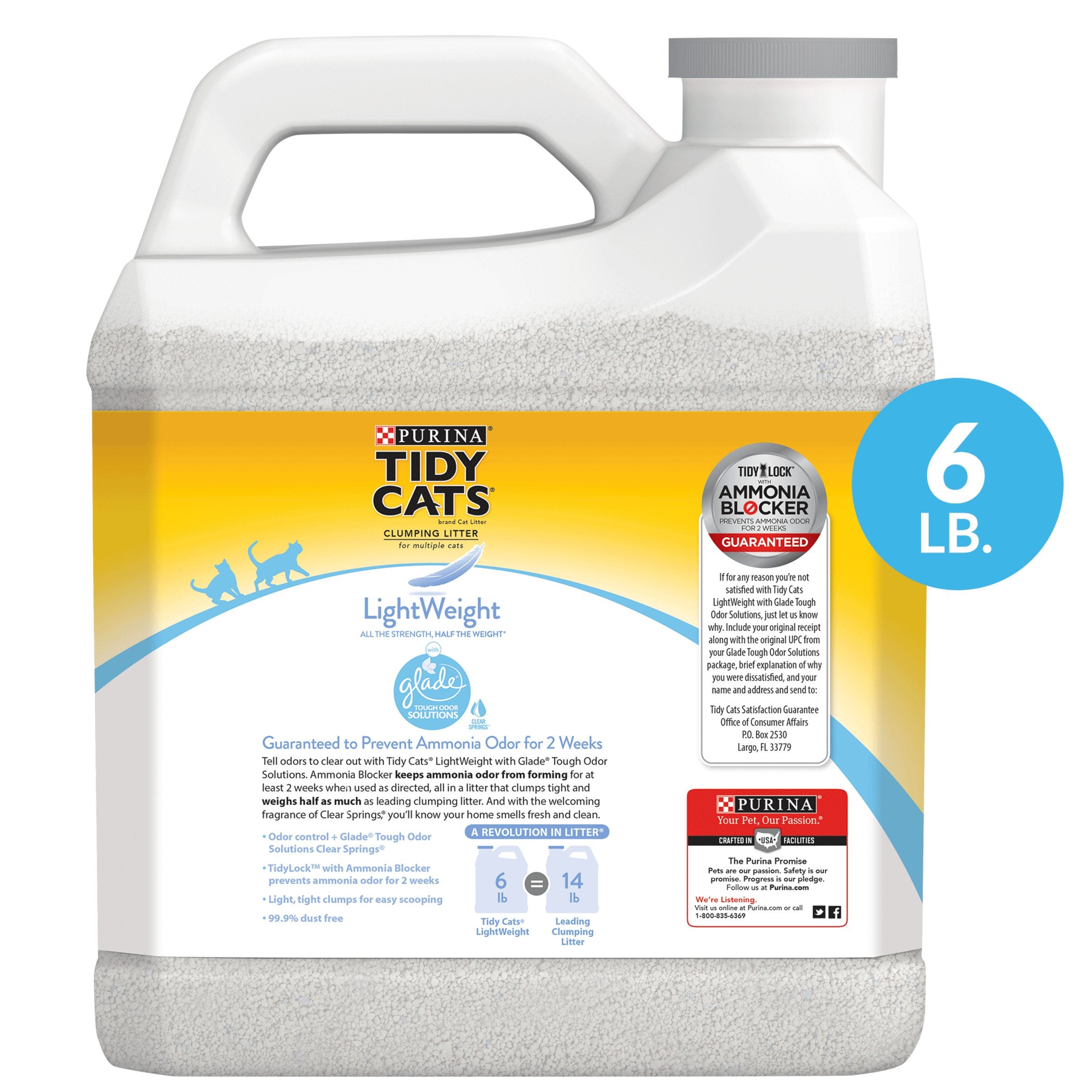 Purina Tidy Cats Light Weight, Low Dust, Clumping Cat Litter, Lightweight Glade Clear Springs Multi Cat Litter - 6 Lb. Jug