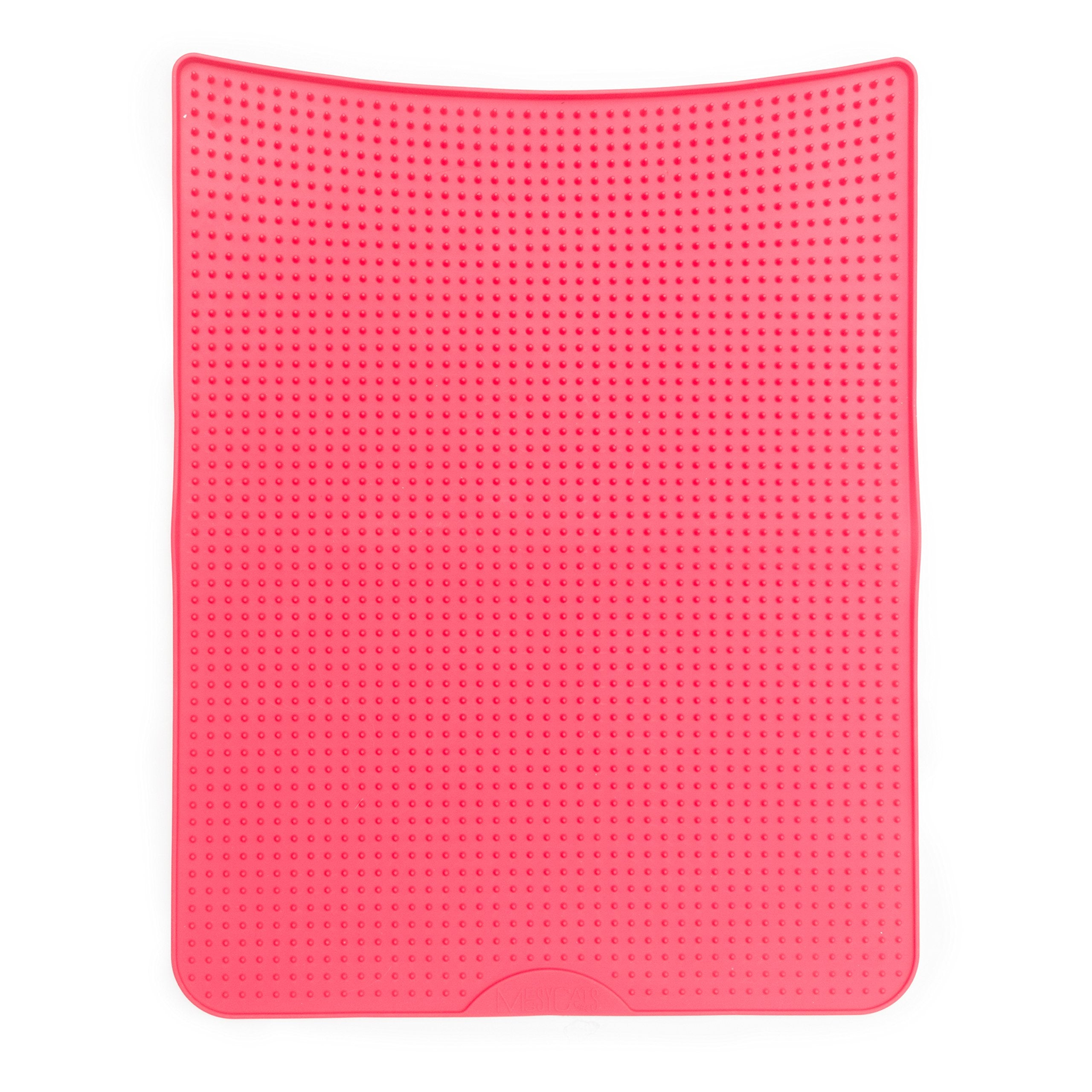 Messy Cats Silicone Litter Mat With Soft Graduated Spikes, 18' X 14', Watermelon